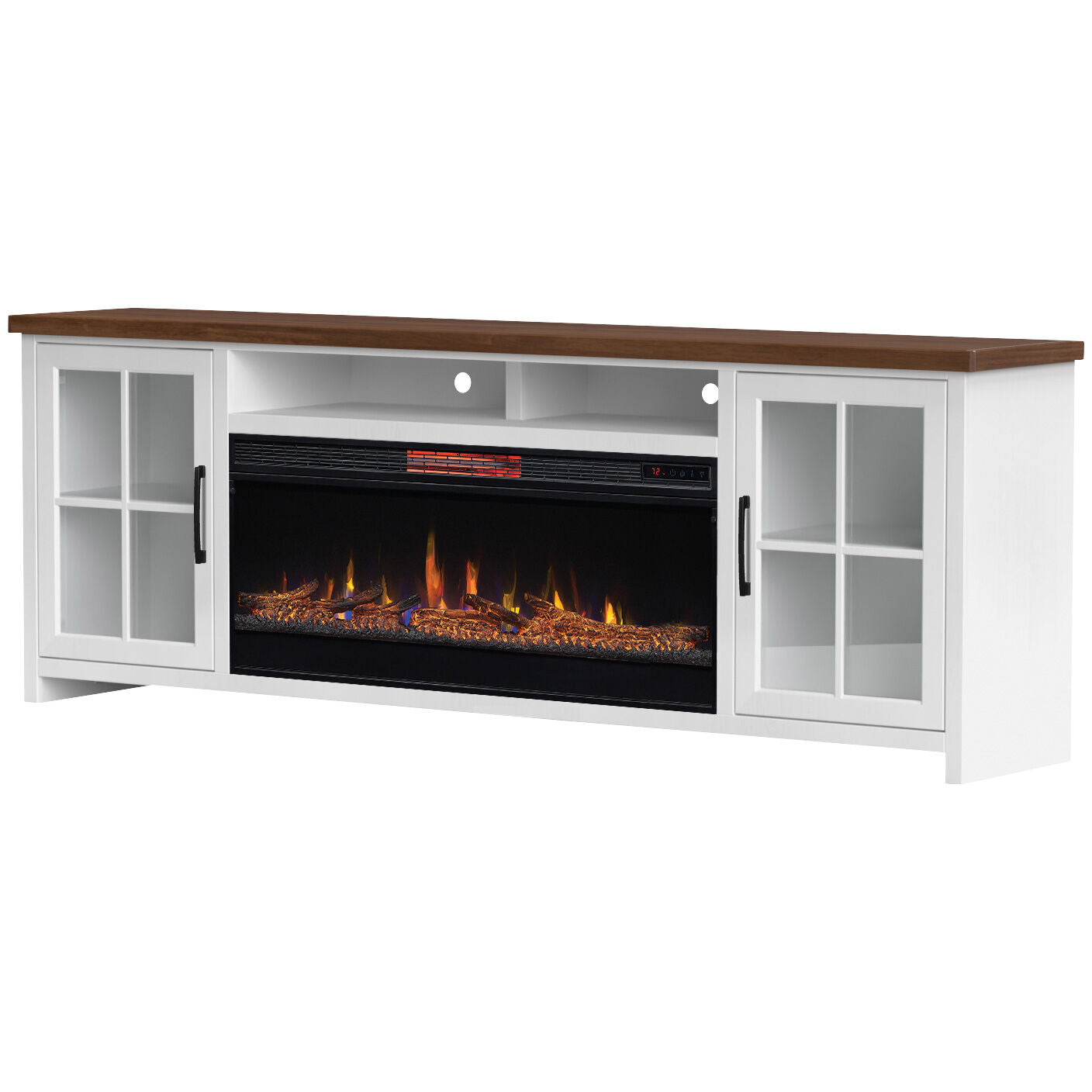 Hampton 88 Inch Fireplace Console - Modern Electric Fireplace TV Stand with Mantel for Living Room, Bedroom & Office - Perfect for Home Decor and Entertainment Setup