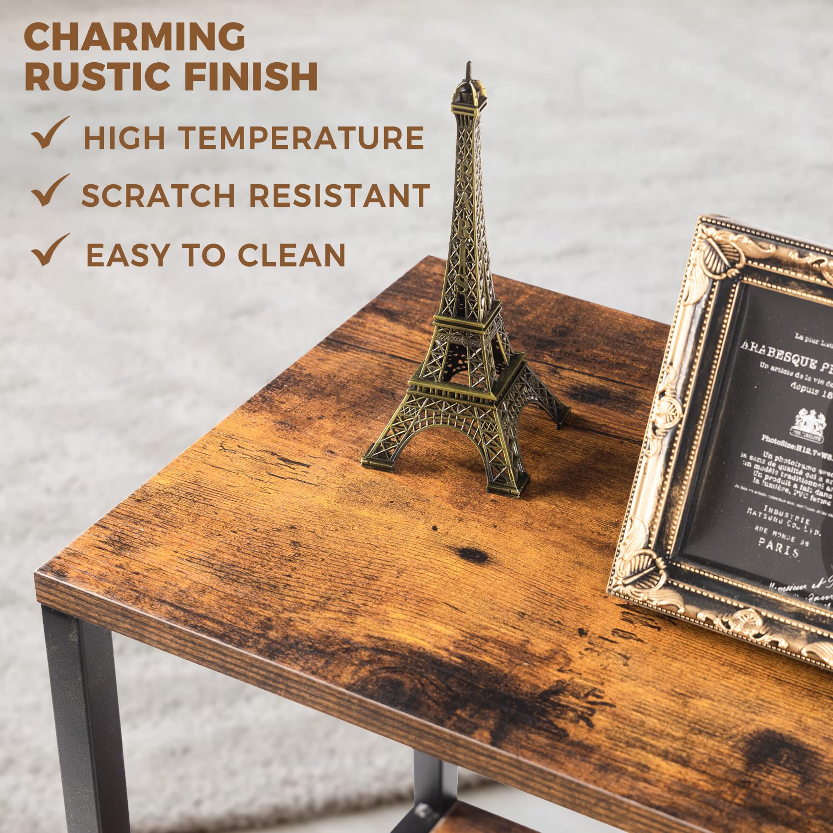 Compact Black Metal Side Table - Small End Table for Living Room, Bedroom & Office - Perfect as Nightstand, Coffee Table or Printer Stand - Space-Saving Furniture for Small Spaces