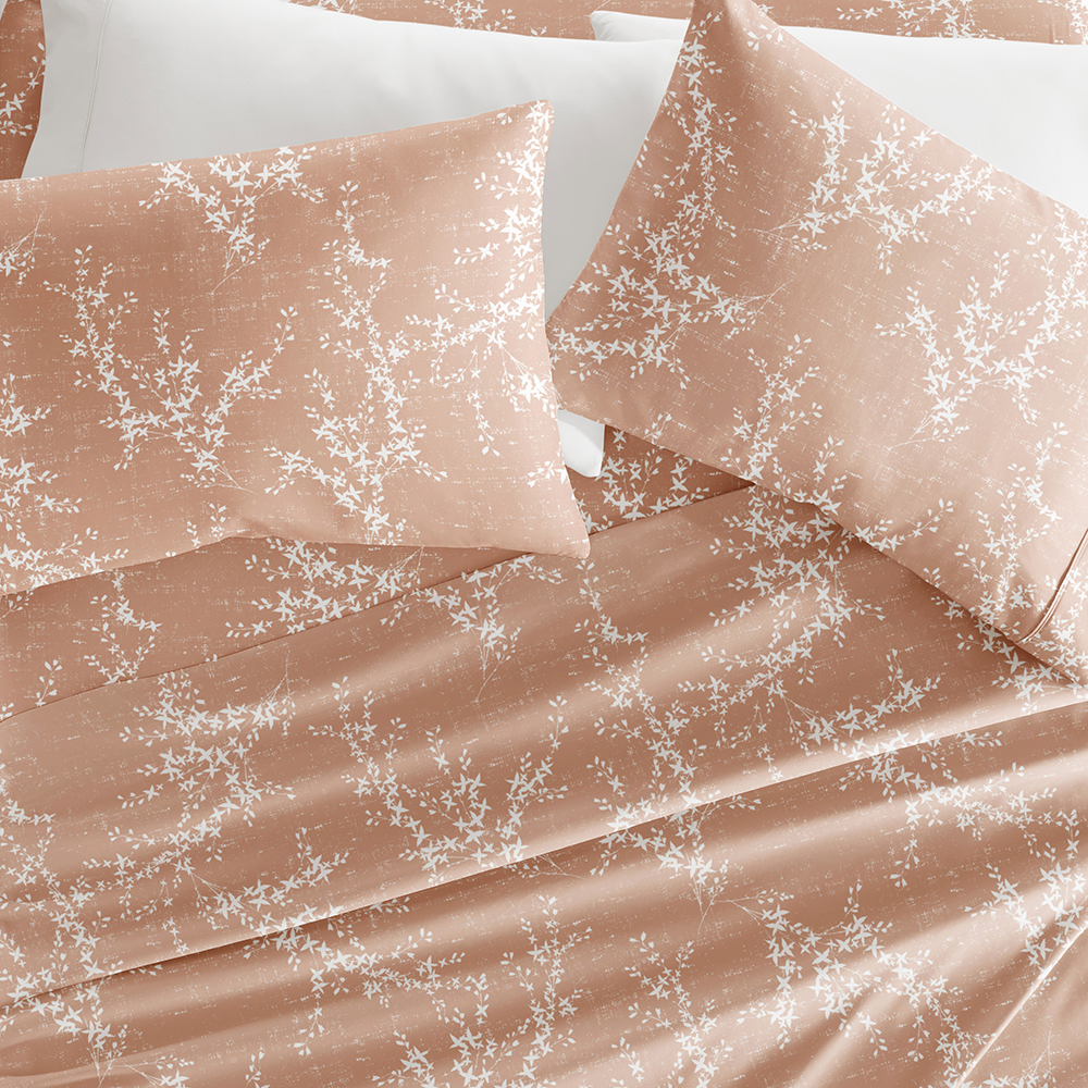 Distressed Willow 4-Piece Queen Size Sheet Set - Soft 100% Cotton Bedding for Comfortable Sleep - Perfect for Master Bedroom, Guest Room & Dorm