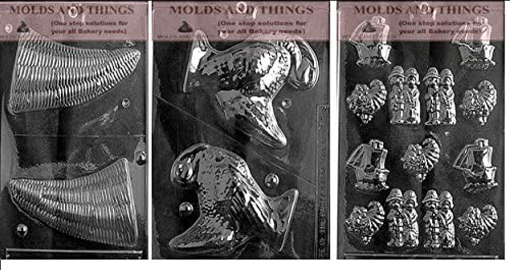 Premium Thanksgiving Chocolate Candy Molds Set - Hollow Turkey, Cornucopia & Assortment Molds with Candy Making Instructions | DIY Holiday Treats for Thanksgiving Desserts, Party Favors & Home Baking