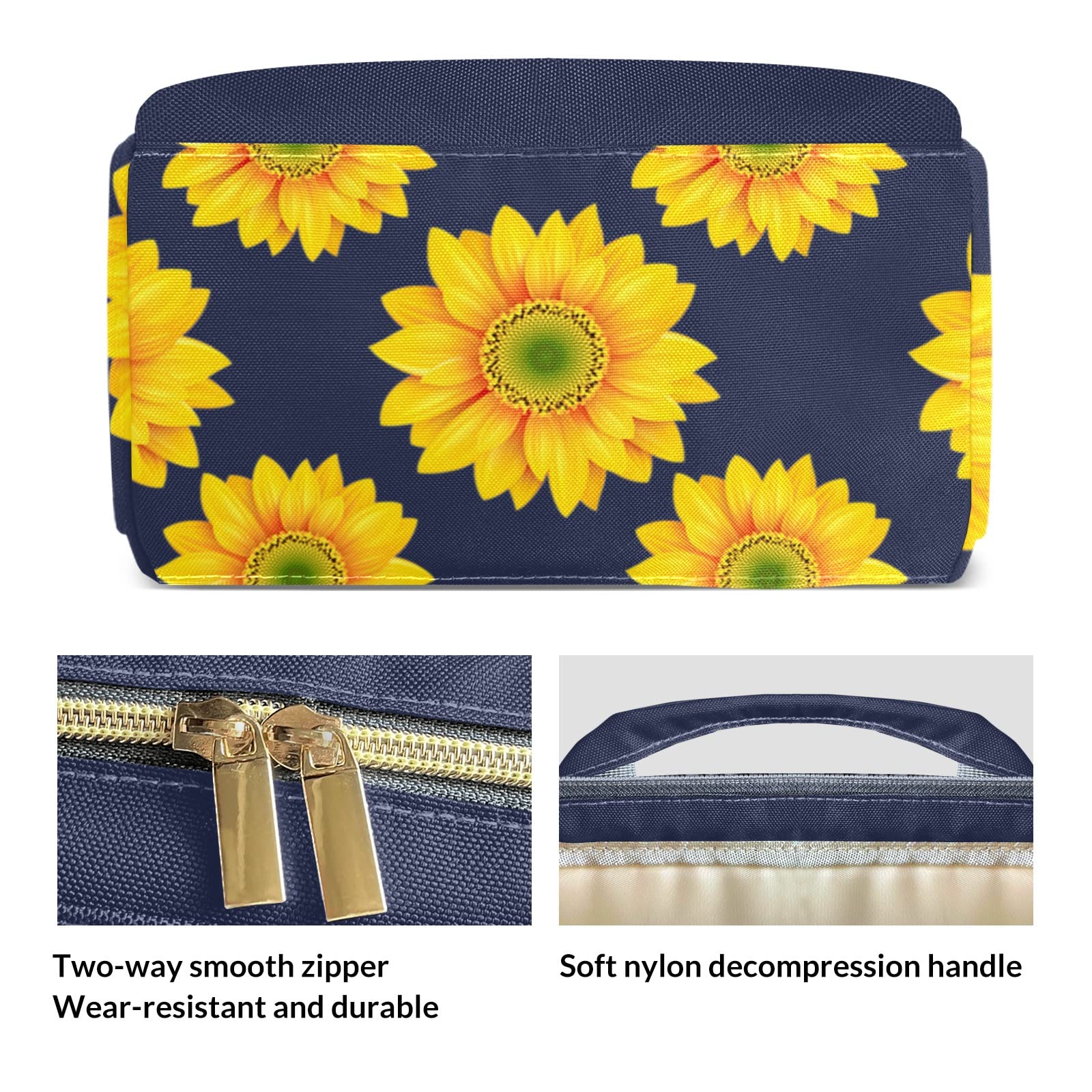 Personalized Sunflower Diaper Backpack with Name - Custom Baby Nappy Bag for Women, Multifunctional Mommy Gift - Perfect for Travel, Daycare & On-the-Go Parenting