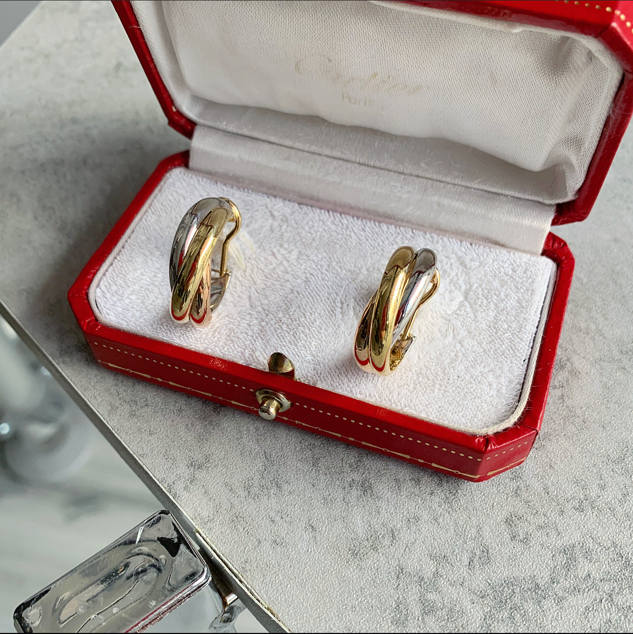 Cartier 18k Tri-Color Gold Trinity XL Hoop Earrings for Women - Luxury Jewelry Gift for Anniversary, Birthday & Special Occasions