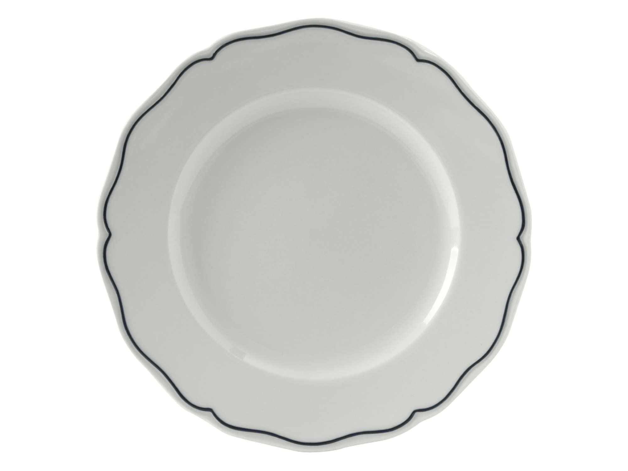 Tuxton Charleston Blue Banded Scalloped Rim 10.5-Inch Dinner Plates (Set of 12) - Scratch & Chip Resistant, Lead-Free, Cadmium-Free - Microwave, Dishwasher & Oven Safe - Perfect for Restaurants, Catering & Elegant Dinner Parties