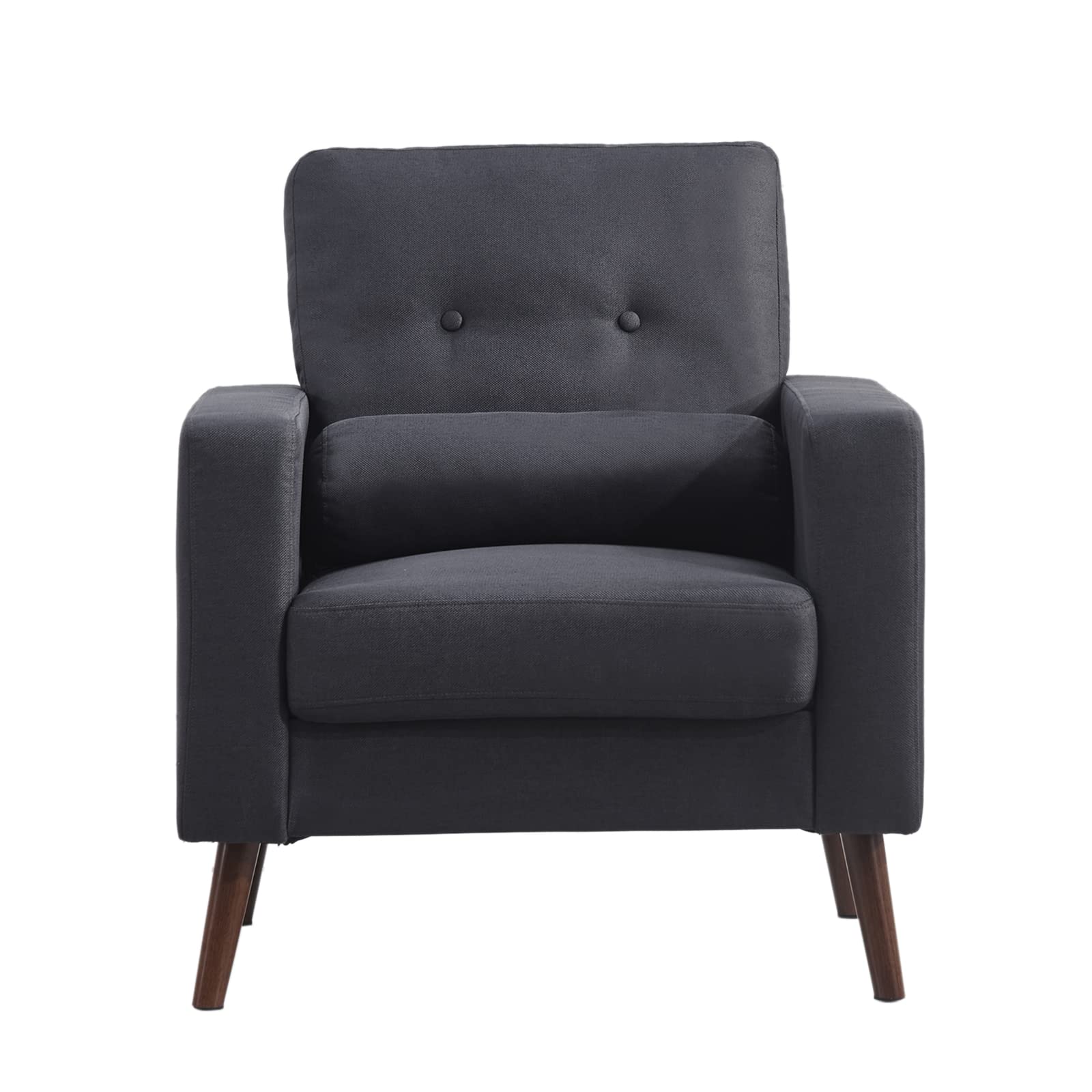 Mid Century Modern Loveseat Sofa - Button Tufted Upholstered Love Seat Couch for Living Room, Dark Grey - Perfect for Small Spaces, Apartments & Cozy Home Decor