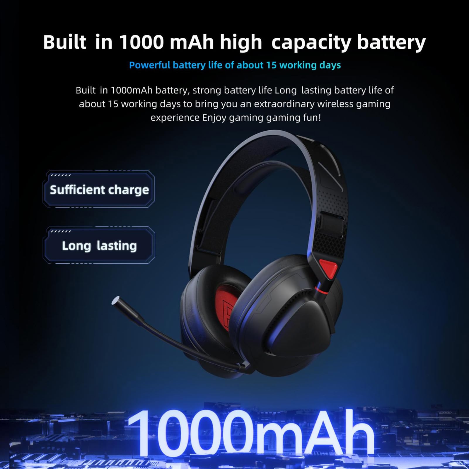 GOWENIC Wireless Bluetooth Gaming Headset with Noise Cancelling Mic - Foldable Over-Ear Headphones with Soft Memory Foam & Surround Sound for PS4/PS5, Xbox One, PC, Laptop - Perfect for Gaming, Streaming & Online Meetings