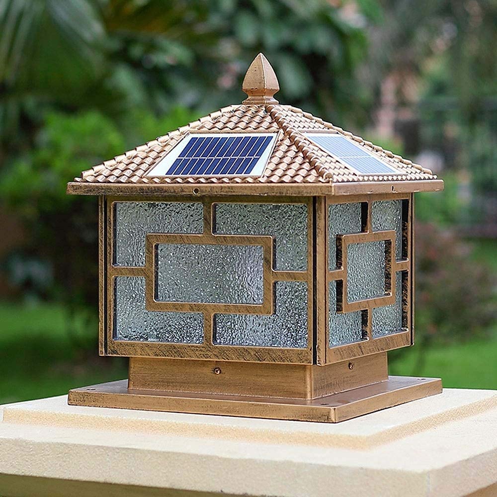 Antique American Outdoor Solar Post Lantern - Waterproof Fence & Gate Pillar Light for Villa, Lawn, and Patio | Perfect for Garden Lighting, Pathway Illumination, and Outdoor Decor