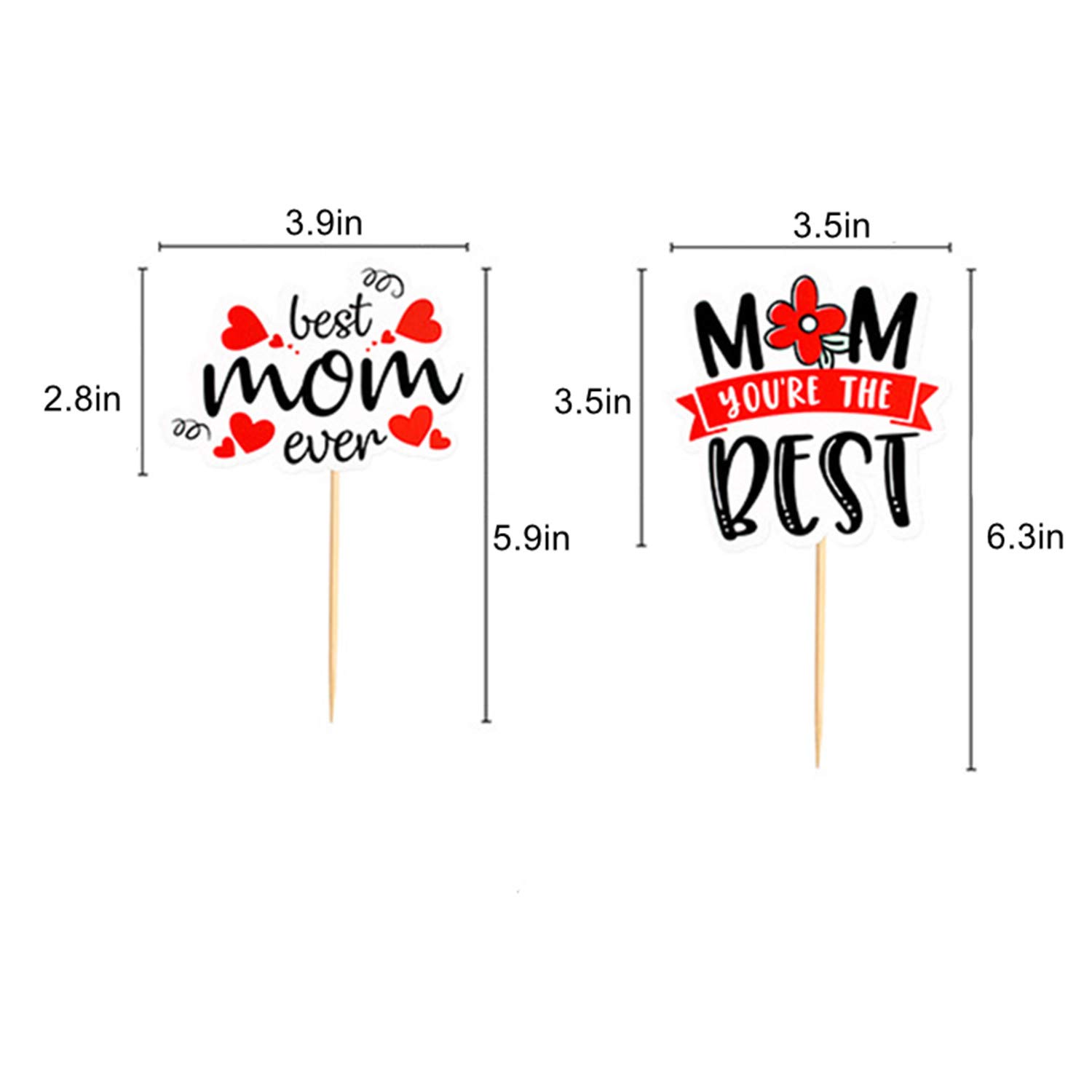 20-Piece Mother's Day Cake Decorations Set - Best Mom Cupcake Toppers & Happy Mother's Day Cake Picks - Birthday Party Supplies for Mother's Day Celebrations, Baby Showers & Special Occasions