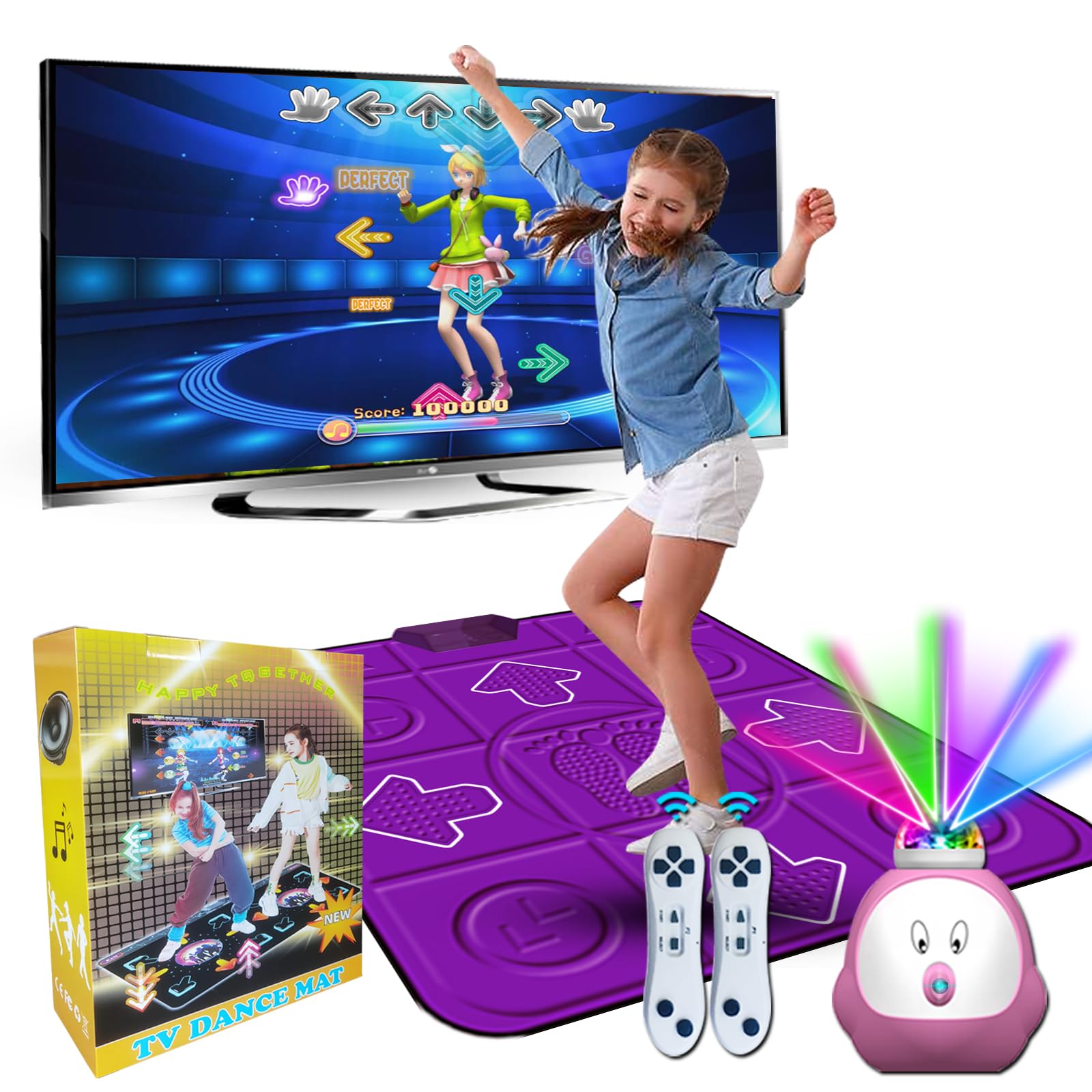 Interactive Dance Mat for Kids & Adults - AR Game Dancing Mat for Girls & Boys | Fun Exercise & Party Activity | Perfect Christmas & Birthday Gift (Purple)