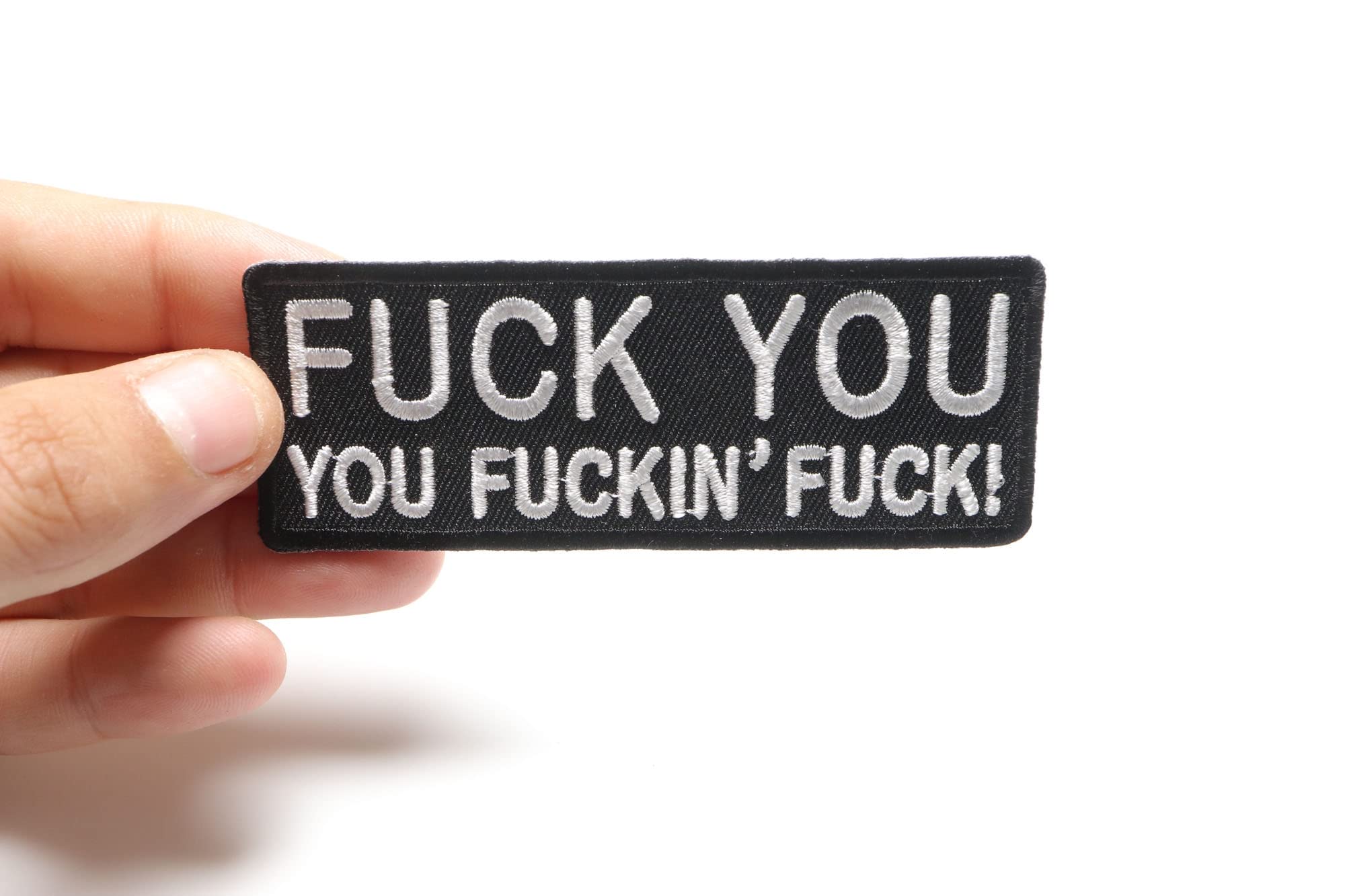 Funny 'Fuck You' Embroidered Patch - Edgy Iron-On Badge for Jackets, Hats & Bags - Rebellious Humor Accessories for Adults (Perfect for Punk Style & DIY Customization)