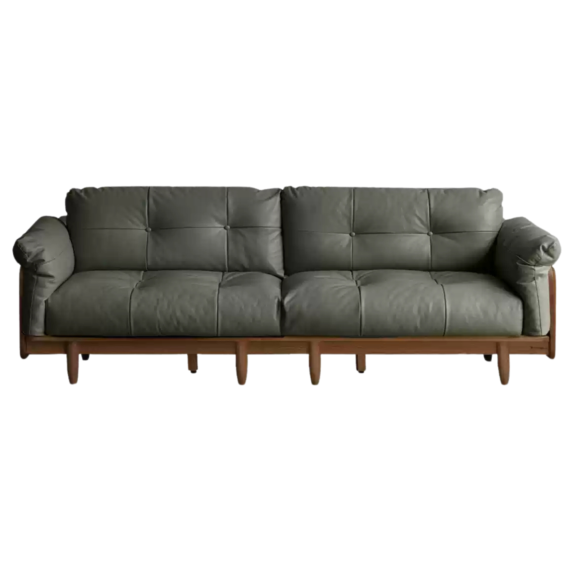 Premium Oak Solid Wood Genuine Leather Fabric Sofa - Modern Living Room Furniture for Home & Office - Comfortable Seating for Relaxation & Entertainment