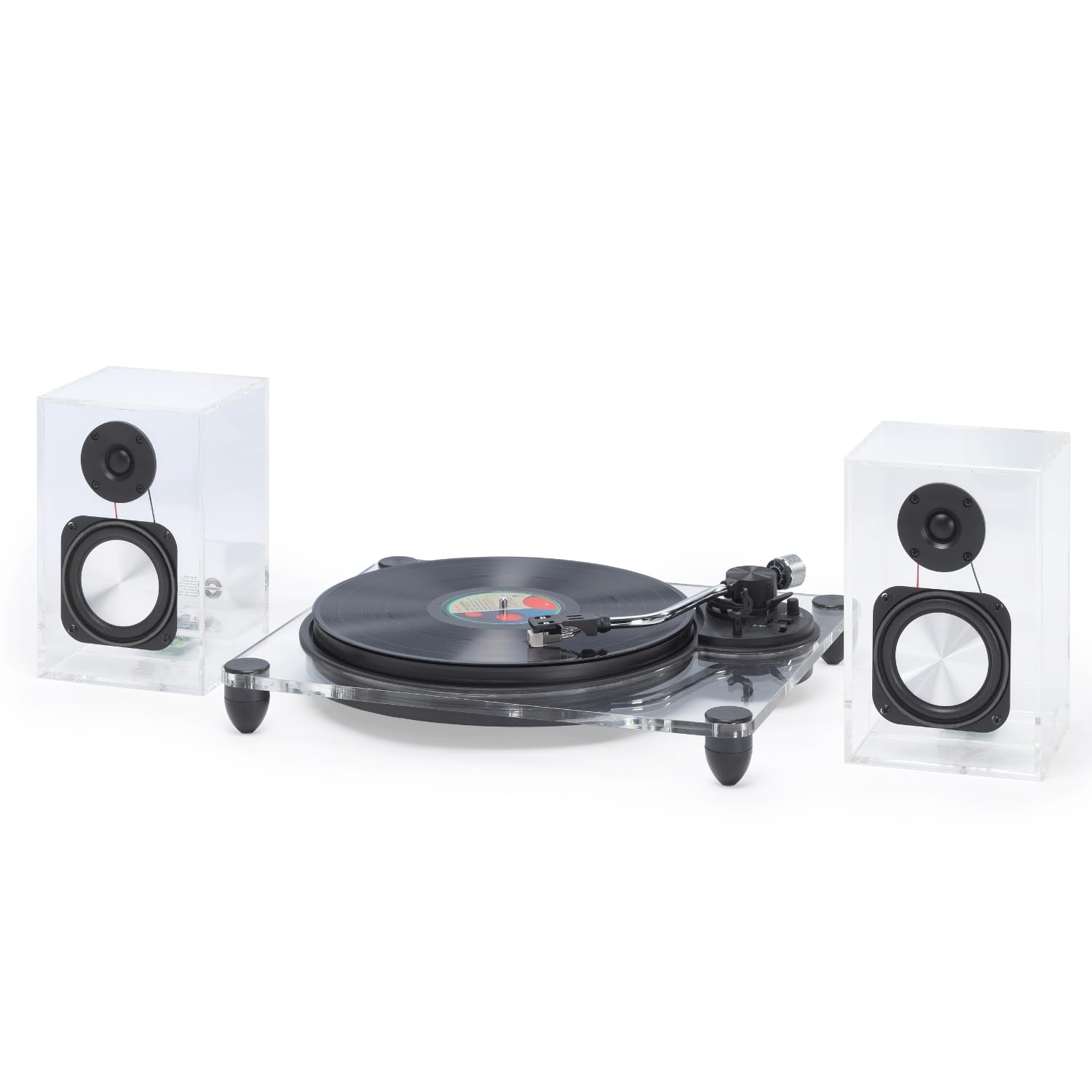 Steepletone Soho Clear Acrylic Wireless Record Player with 2-Speed Turntable, Counter Weight & AT-3600L Cartridge - Perfect for Home Entertainment & Vinyl Collectors