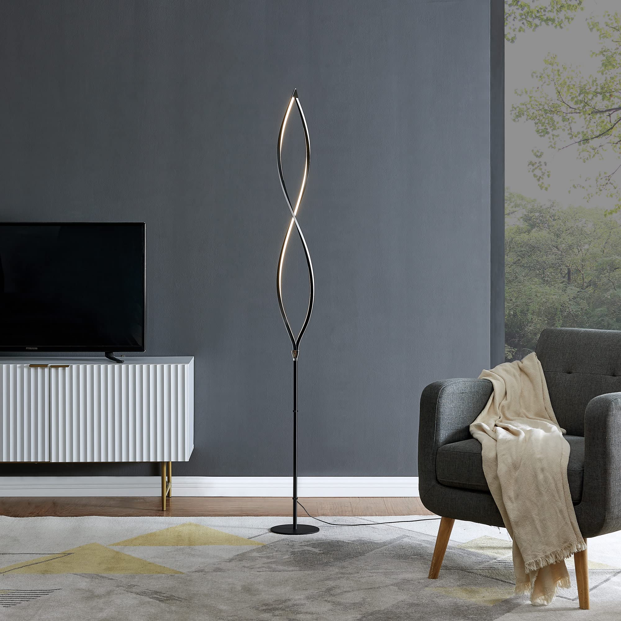 Lite Source Kyle 16W 1 LED Floor Lamp - 70 Inch Tall Adjustable Standing Light with 11.5 Inch Base - Perfect for Living Room, Bedroom, or Office Lighting