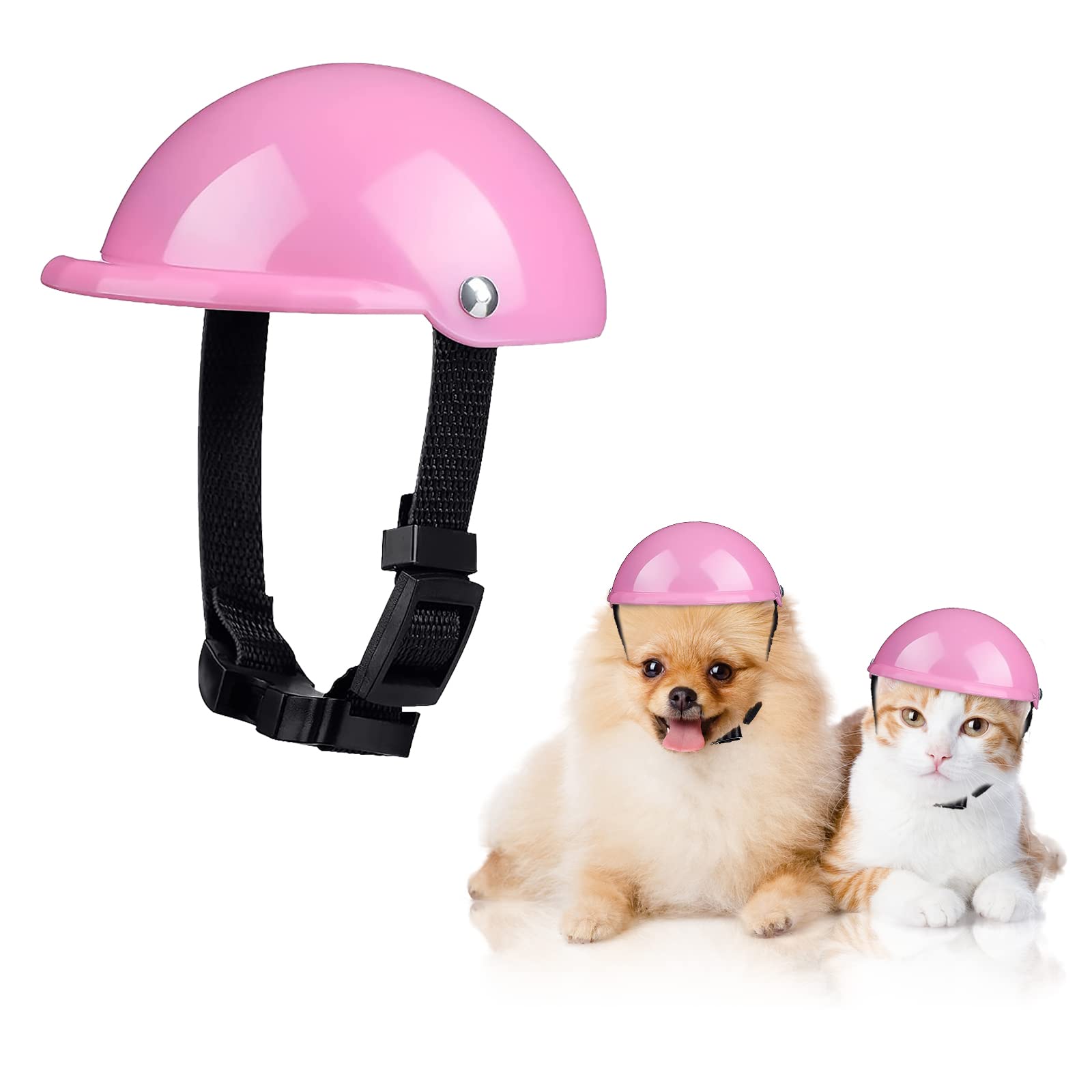 GUGELIVES Pet Dog Helmet - Small Pink Doggie Hardhat for Chihuahua & Small Breeds | Motorcycle, Bike & Outdoor Safety Gear | Sunproof & Rainproof Head Protection for Puppies | Perfect for Riding, Hiking & Outdoor Adventures
