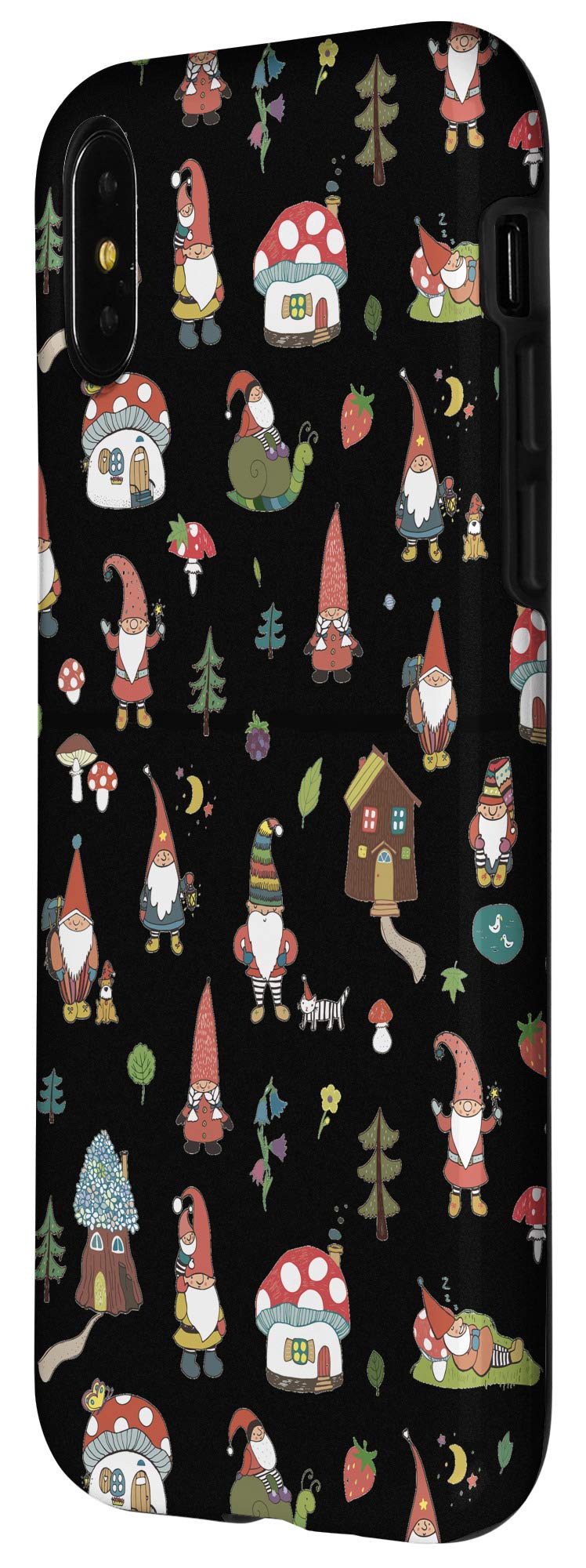 iPhone X/XS Case with Gnomes and Magical Mushroom Houses Design - Perfect for Fantasy Lovers & Nature Enthusiasts