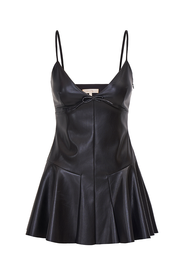 Falletta Vegan Leather Mini Dress - Stylish & Sustainable Women's Fashion for Parties, Dates & Night Out