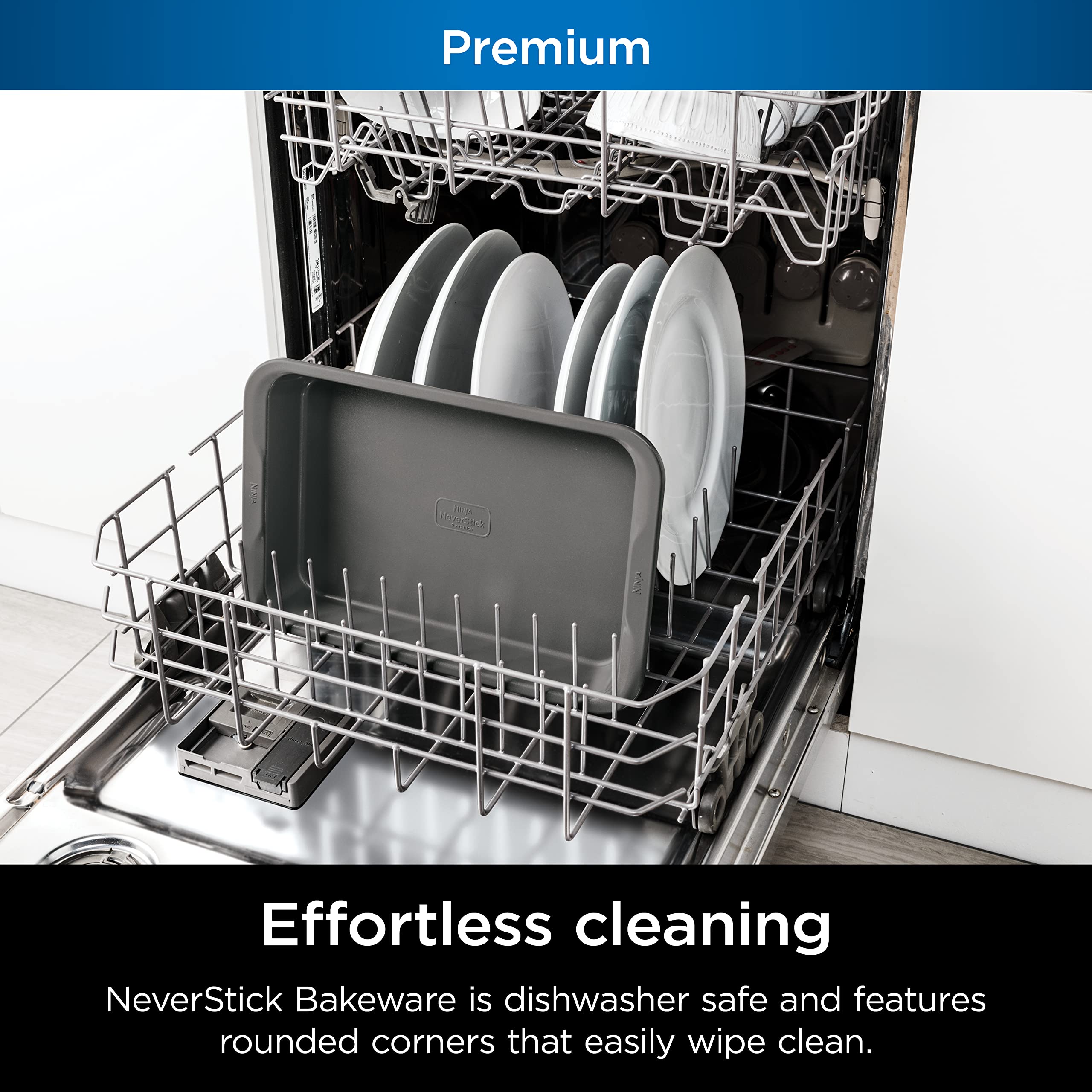 Ninja B30613 Foodi NeverStick Premium 9x13 Inch Nonstick Cake Pan - Oven & Dishwasher Safe Up to 500°F, Grey - Perfect for Baking Cakes, Brownies, and Sheet Pan Meals