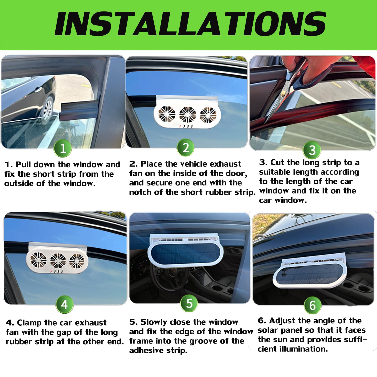Solar Powered Car Exhaust Fan - 3 Outlet Auto Ventilation Cooler for Vehicle Windows, Radiator & Interior Cooling | Perfect for Summer Heat & Parking Ventilation (Black)