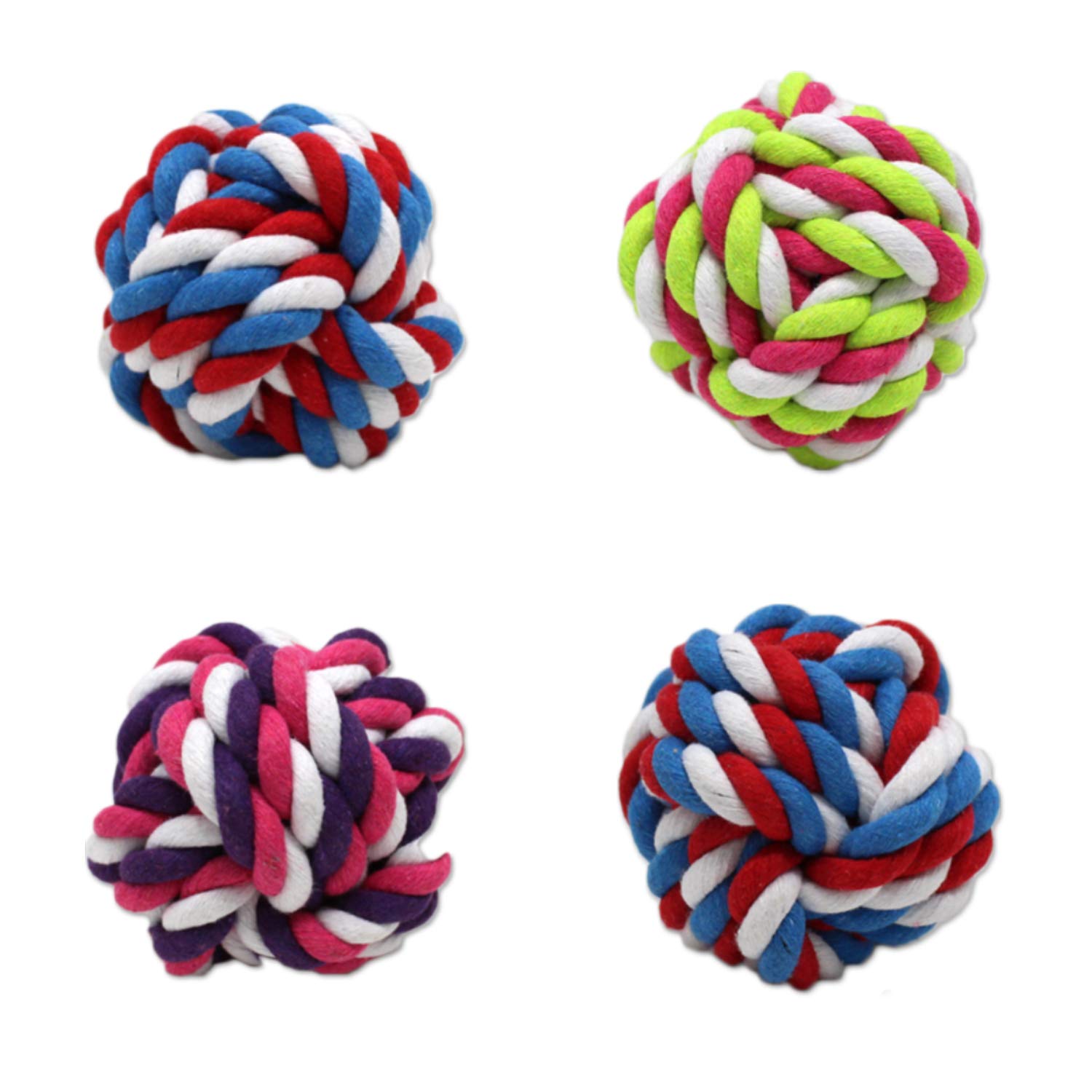 Zelica Twisted Knot Rope Dog Toy Ball - Durable Chew Toy for Aggressive Chewers, Interactive Play & Teeth Cleaning - 4 Pack for Medium & Large Dogs - Perfect for Fetch, Tug of War & Outdoor Exercise
