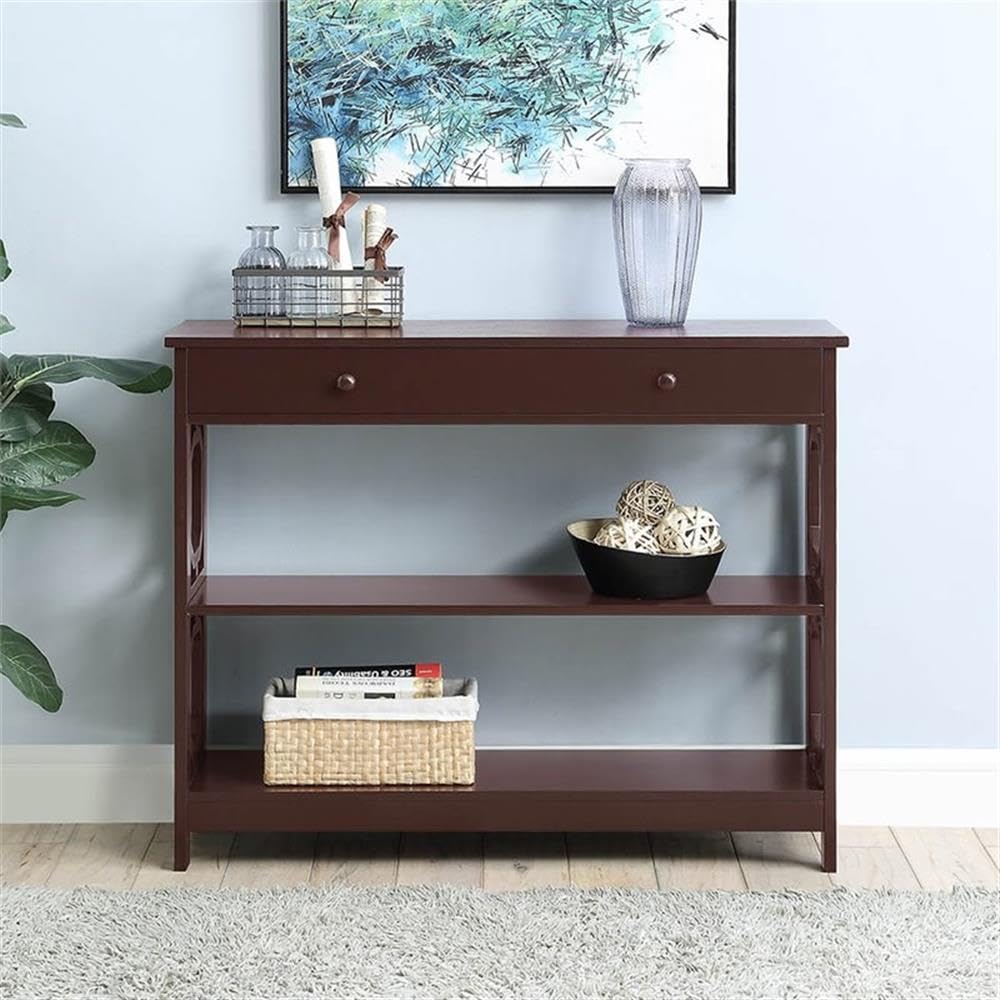 Pemberly Row Modern Espresso Wood Storage Console Table - Entryway, Living Room & Hallway Organizer with Stylish Design