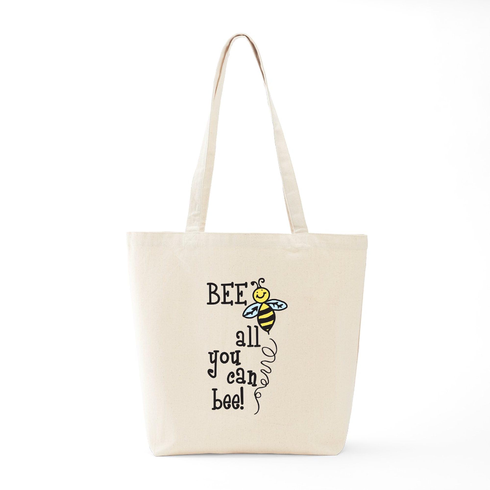 All You Can Bee Tote Bag - Natural Canvas Reusable Shopping Bag for Groceries, Beach & Farmers Market | Eco-Friendly Cotton Tote with Bee Design