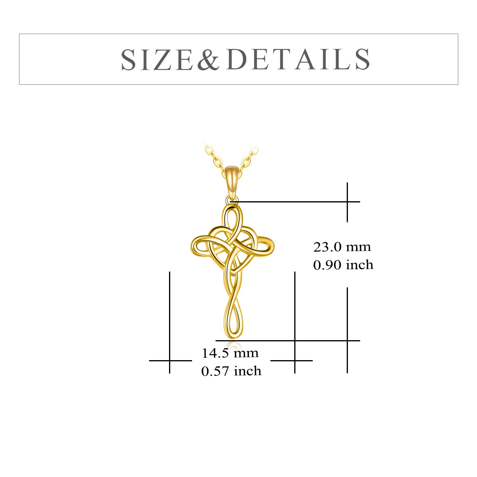 KECHO Celtic Knot Cross Pendant Necklace - 14K Yellow Gold Infinity Love Heart Jewelry for Women & Girls - Elegant Gift for Anniversary, Birthday & Valentine's Day - Perfect for Weddings, Parties & Special Occasions