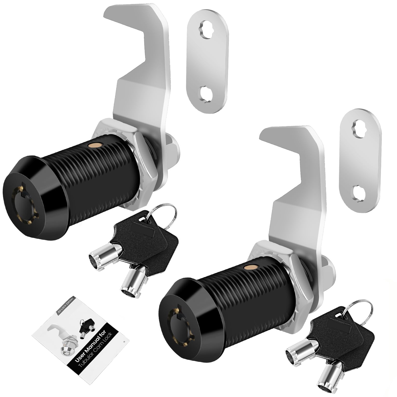 Heavy Duty Black Toolbox Lock with 2 Keys - 2 Pack Keyed Alike Cabinet Locks (1-1/8 Inch) for Toolboxes, Cabinets, Drawers & Storage Cases - Secure Your Valuables at Home, Office or Workshop