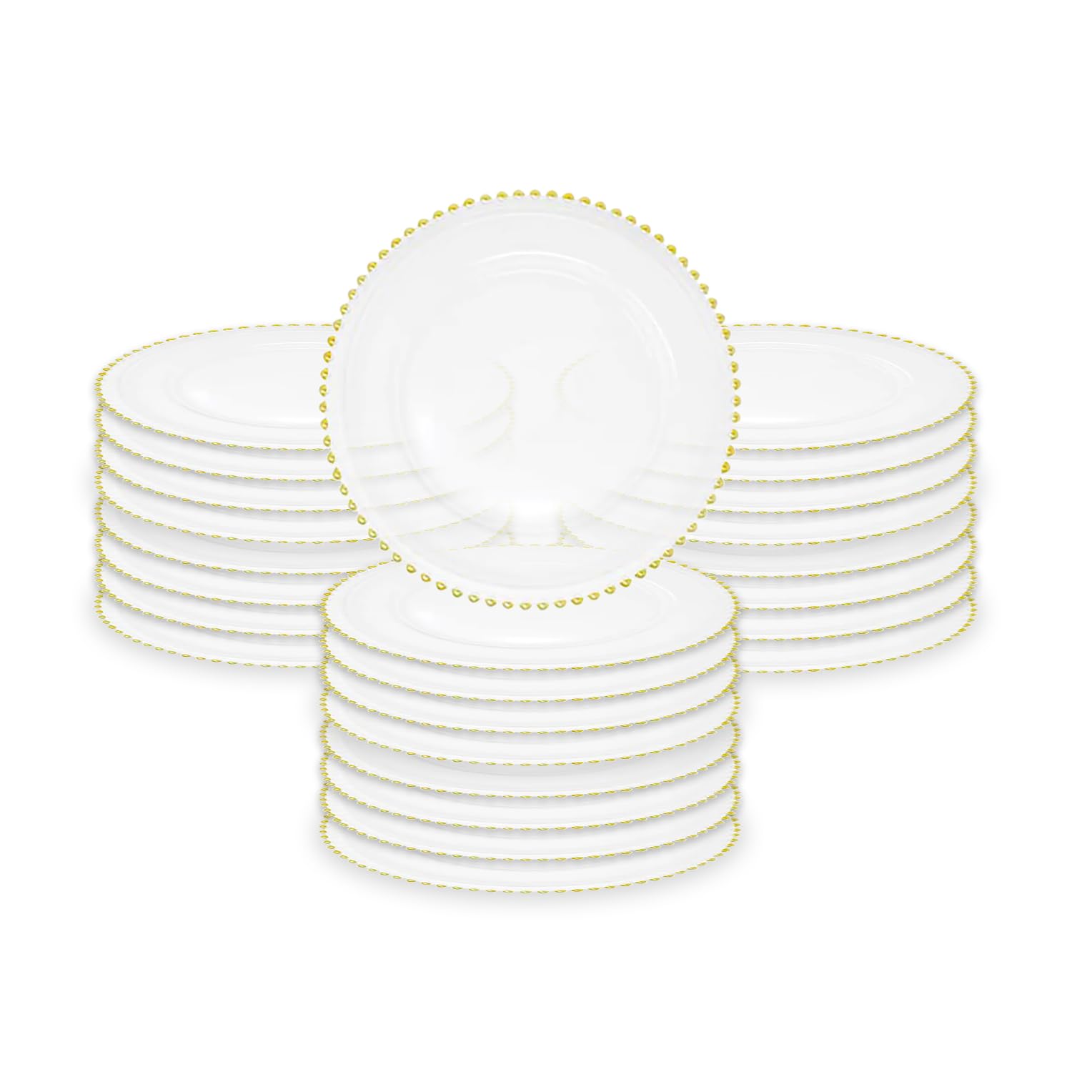 MYEventProducts 8-Pack 13-Inch Gold Glass Charger Plates - Elegant Wedding Reception Dinner Plates, Heavy Duty & Durable Party Supplies for Formal Events, Banquets and Holiday Celebrations (Gold)