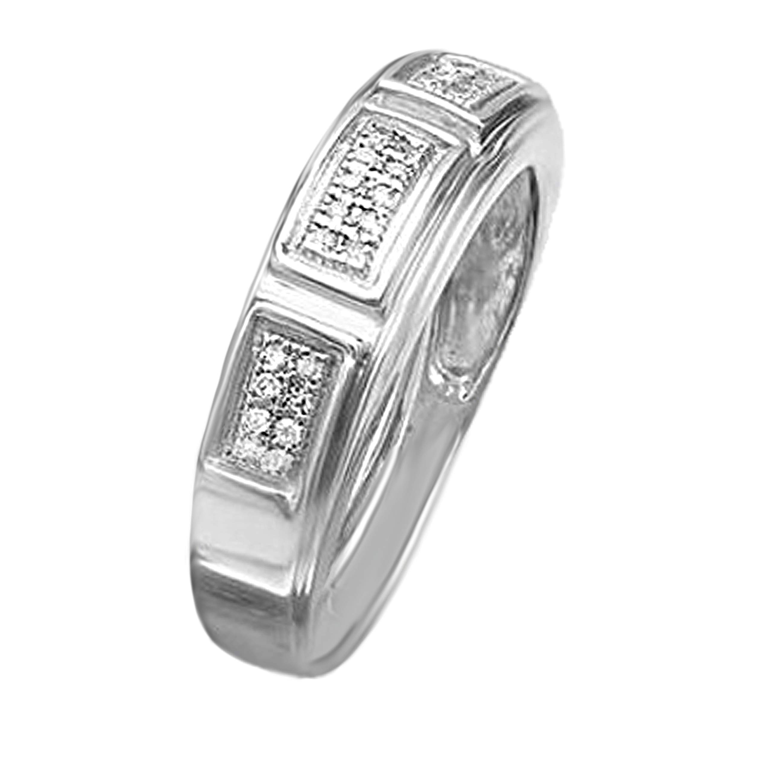 Dazzlingrock 0.15 Carat Round Composite Diamond Men's Wedding Band in 925 Sterling Silver - Anniversary Gift for Him, Engagement Ring, Promise Ring for Boyfriend or Husband