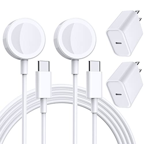 2-Pack 6FT Apple Watch Charger with USB C Fast Charging Block - Compatible with Apple Watch Series 9/8/7/SE/6/5/4/3/2/1 - Perfect for Home, Office & Travel Charging Needs