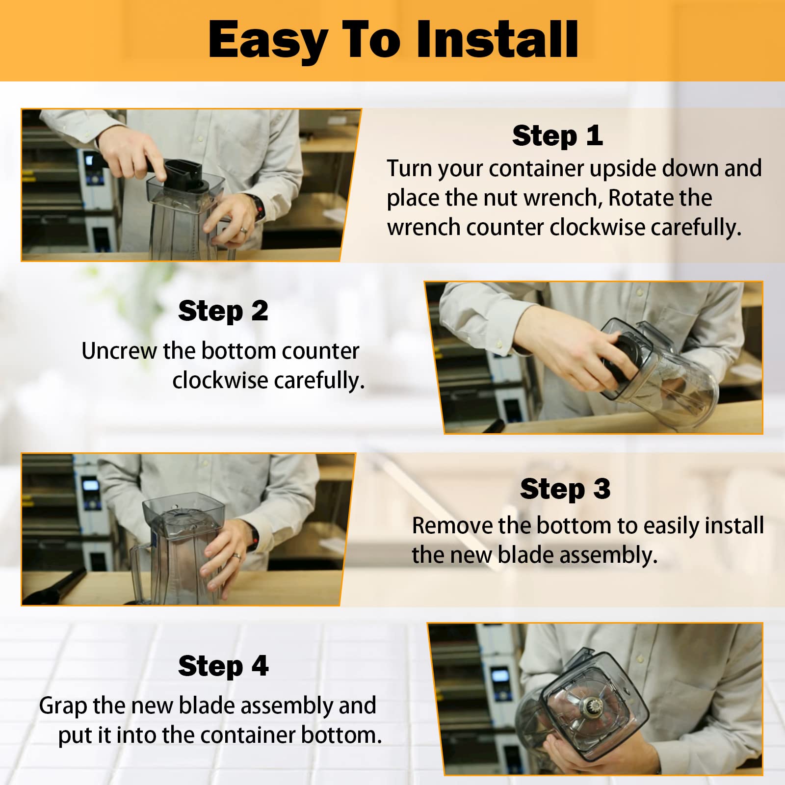 Vitamix 5200 Series Blender Replacement Parts - Wet Blade Assembly with Wrench & Drive Socket Removal Tool Kit - Compatible with 64oz & 32oz Containers - Perfect for Smoothies, Soups & Kitchen Repairs