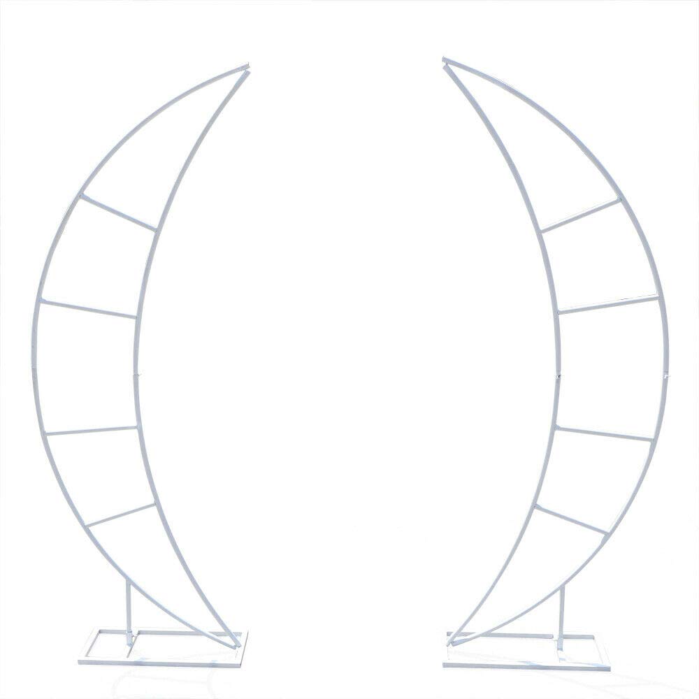 2-Piece 6.7Ft White Crescent Moon Wedding Arch Backdrop Stand - Elegant Ceremony Archway for Wedding Decorations, Party Flower Backdrop Frame (Perfect for Outdoor/Indoor Weddings, Vow Renewals & Photo Shoots)