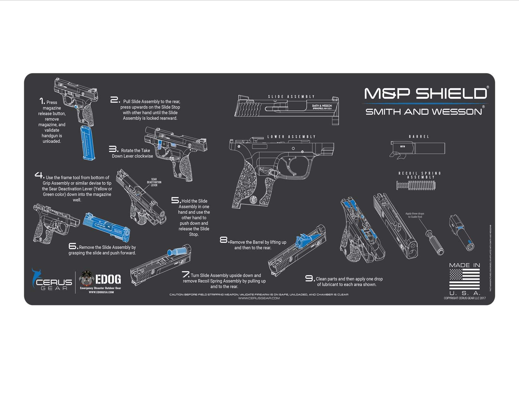 RangeMaster Elite EDC Bag Gun Cleaning Kit for S&W M&P Shield - Complete 10-Piece Set with Hoppes No.9 Solvent, Patches & Clenzoil CLP - Includes Step-by-Step Cleaning Mat - Perfect for Range Days, Hunting Trips & Firearm Maintenance