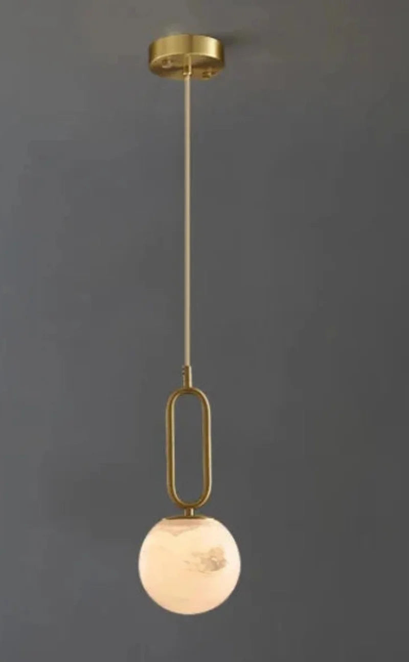 Orbit Glow Marble & Brass Pendant Light - Modern Ceiling Fixture for Dining Room, Kitchen Island, and Living Room Decor