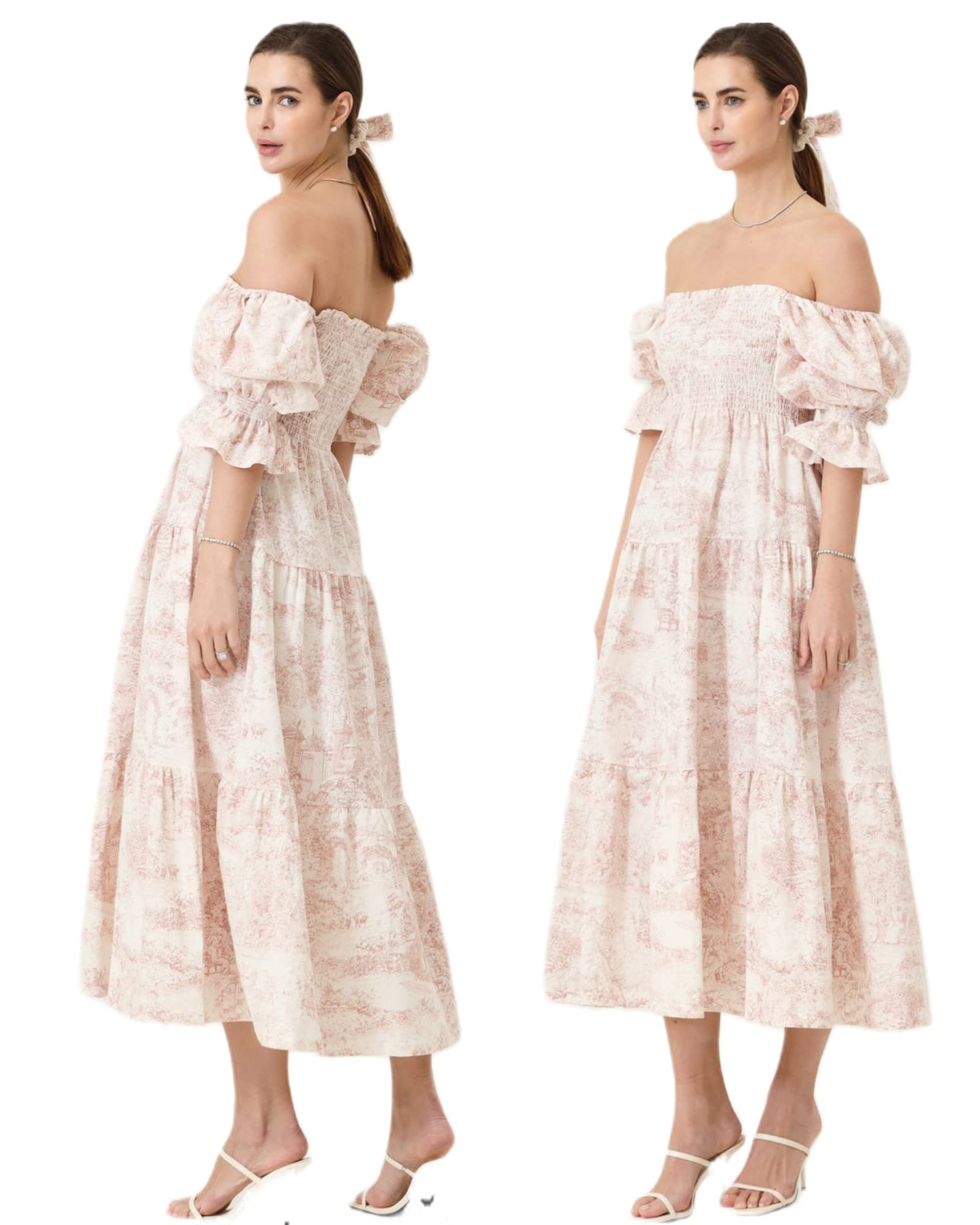Women's Cotton Linen Maternity Dress - Floral Maxi Pregnancy Gown for Baby Shower & Casual Wear | Comfortable Nursing Dress for Expecting Mothers