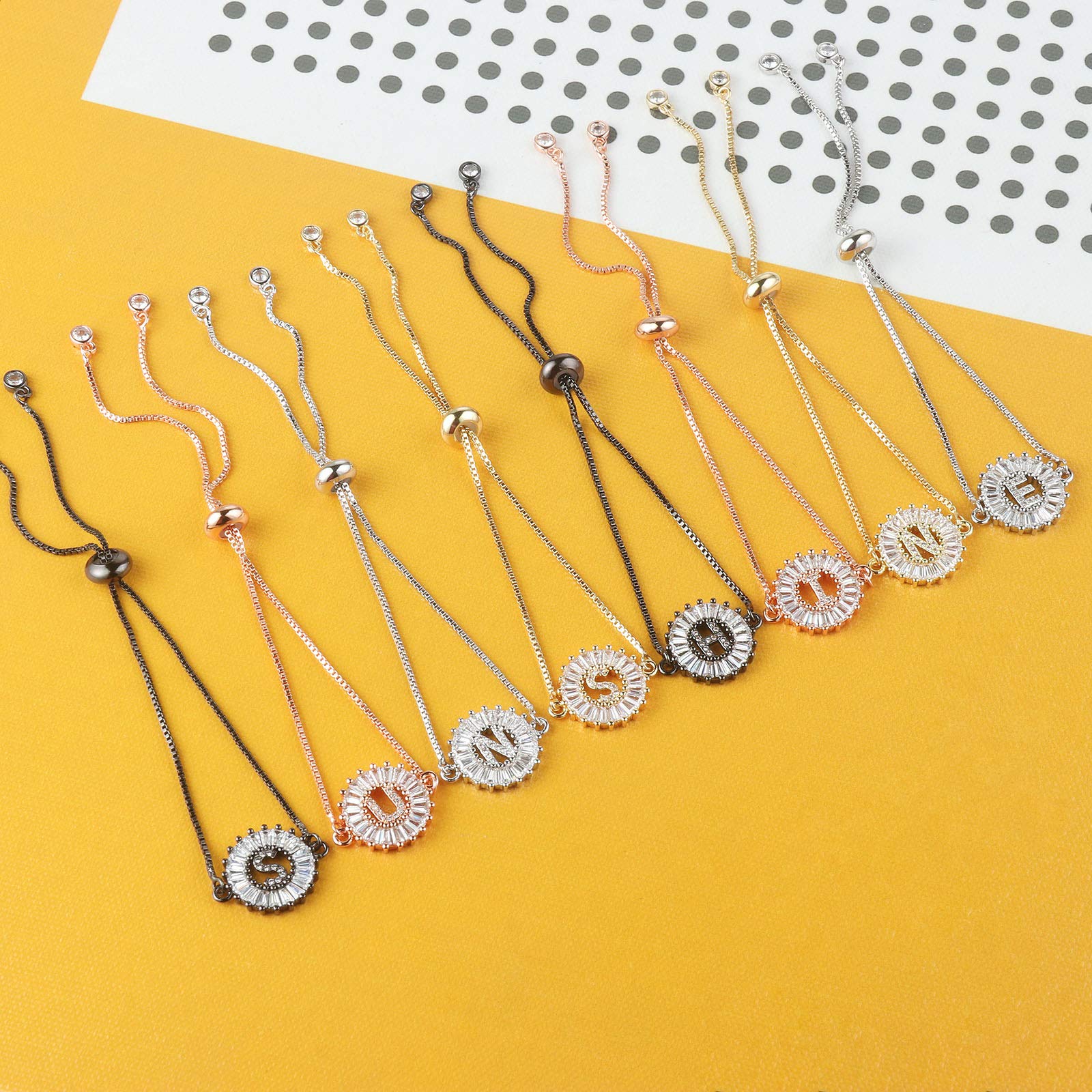 COTTVOTT Personalized Initial Letter Bracelet for Women - A-Z Alphabet Adjustable Chain Bracelet in 4 Colors | Perfect Gift for Birthday, Anniversary & Everyday Fashion Accessory