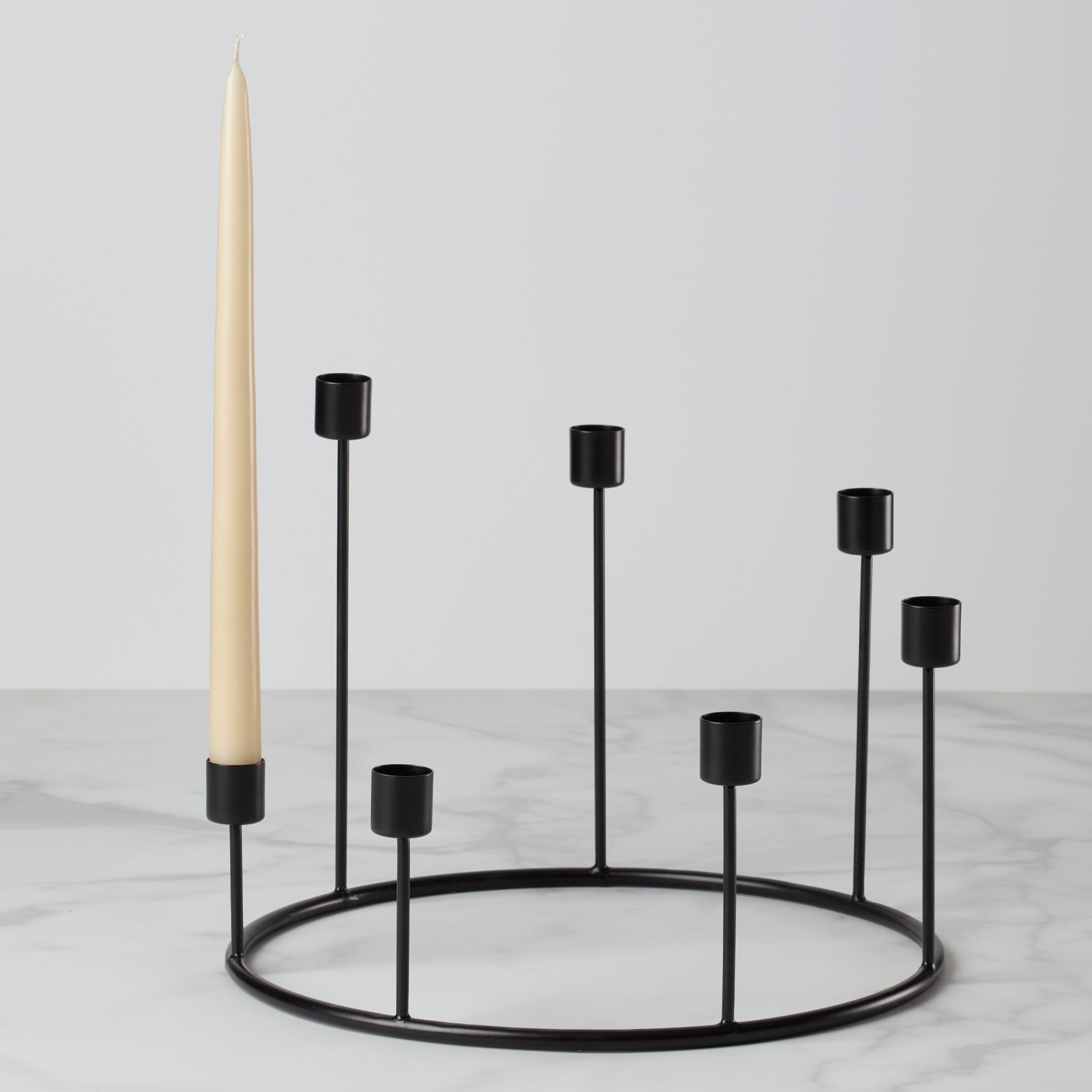 Kent Large Black Candlestick Wreath - Elegant Home Decor for Dining Table, Fireplace Mantel & Holiday Centerpiece