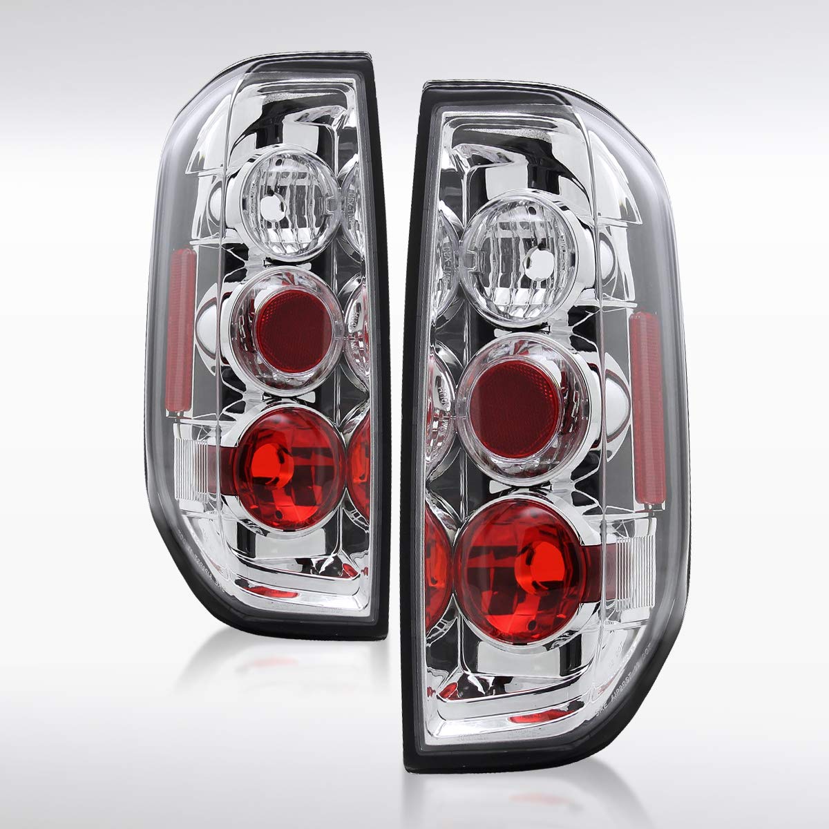 AUTOZENSATION Chrome Housing Clear Lens Tail Lights Pair - Compatible with 2005-2014 Nissan Frontier & 2009-2012 Suzuki Equator (Left + Right Assembly) - Perfect for Truck Customization & Night Driving Safety