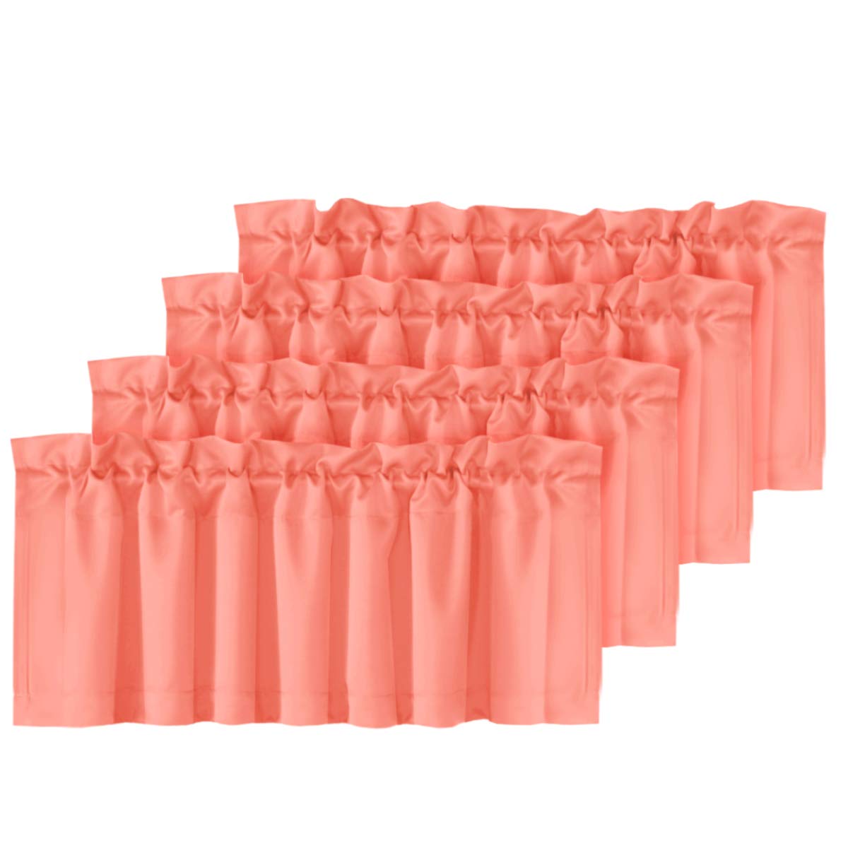 Blackout Window Valances for Kitchen, Living Room, Bedroom & Bathroom - 4 Panels Rod Pocket Short Curtains 52