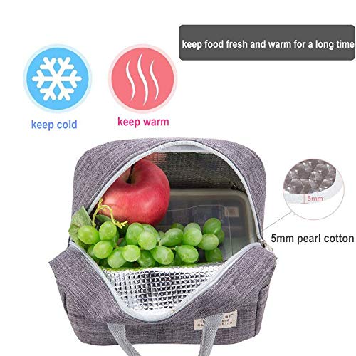 Insulated Reusable Lunch Bags for Women, Men & Kids - Leakproof Cooler Lunch Tote for School, Work, Office & Picnics (Grey) - Perfect for Meal Prep, Outdoor Activities & Daily Commute