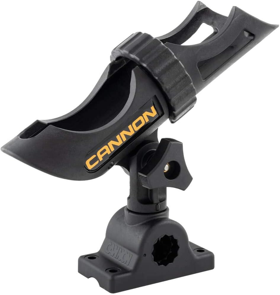 Cannon 2450169 1 Deck Mount Rod Holder - 3 Position Adjustable Fishing Rod Holder for Boats (Black) - Perfect for Saltwater & Freshwater Fishing