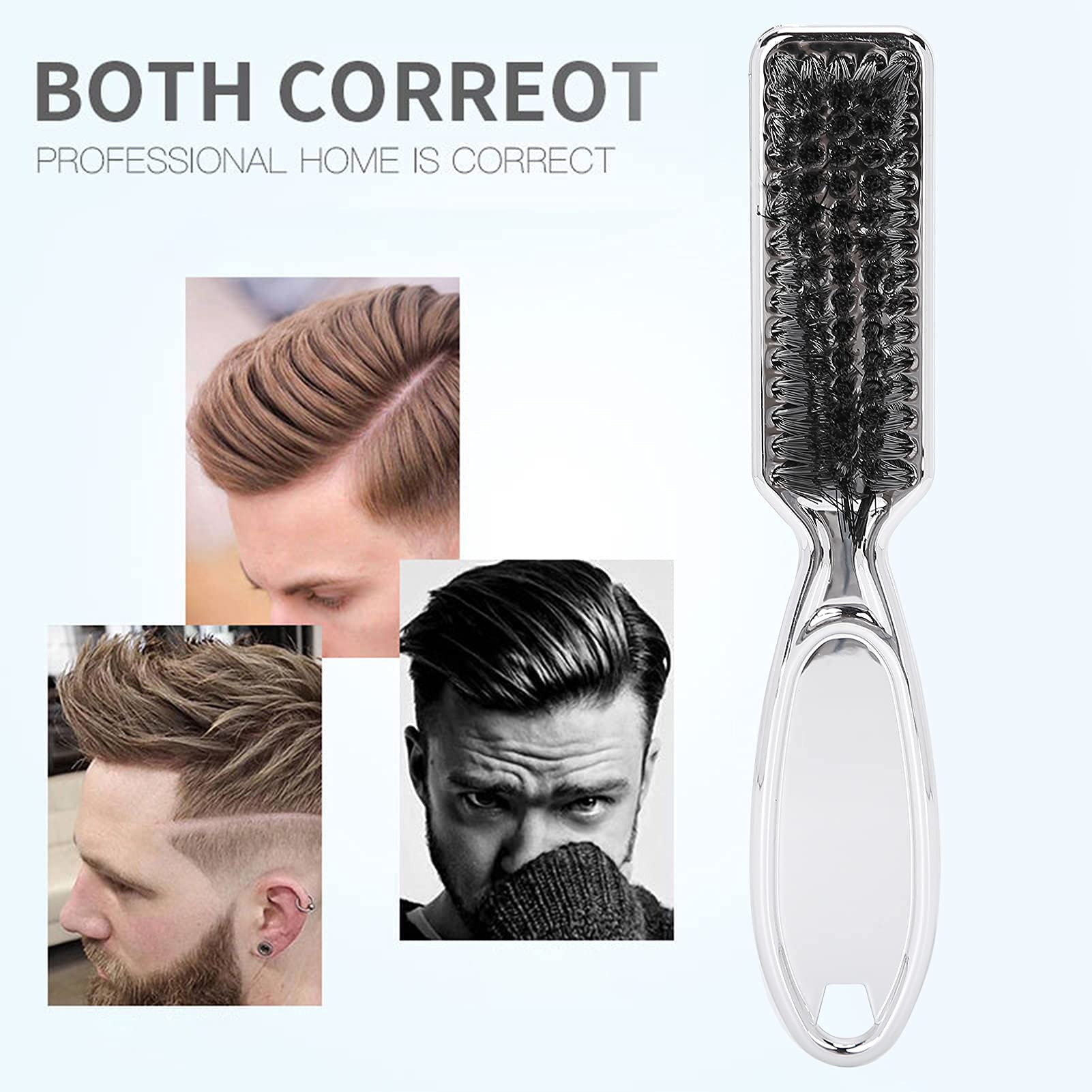 Professional Silver Barber Brush with Nylon Bristles - Hair Clipper Cleaning Brush, Styling Tool & Neck Duster for Men's Fade & Grooming - Perfect for Barbershops, Home Haircuts & Beard Maintenance