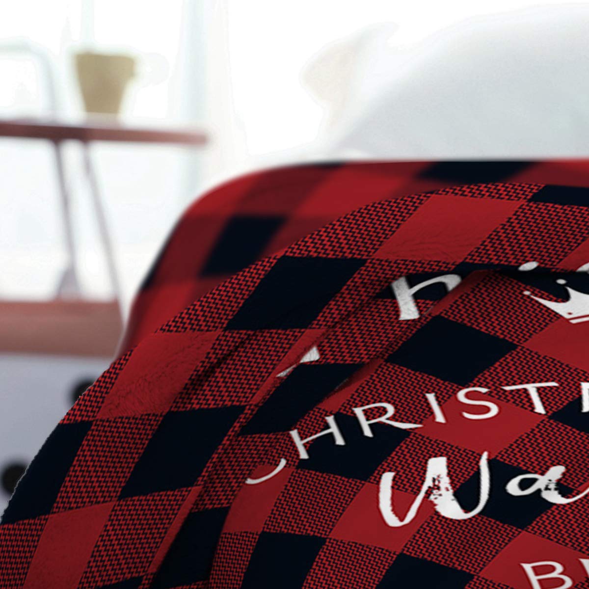 Christmas Blanket Twin Size 60x80 Inch - Soft Fleece Flannel Throw Blanket for Kids & Adults in Black Red Buffalo Check Plaid - Cozy Blanket for Movie Nights, Bed, Couch & Sofa Decor - Perfect Holiday Gift for Christmas