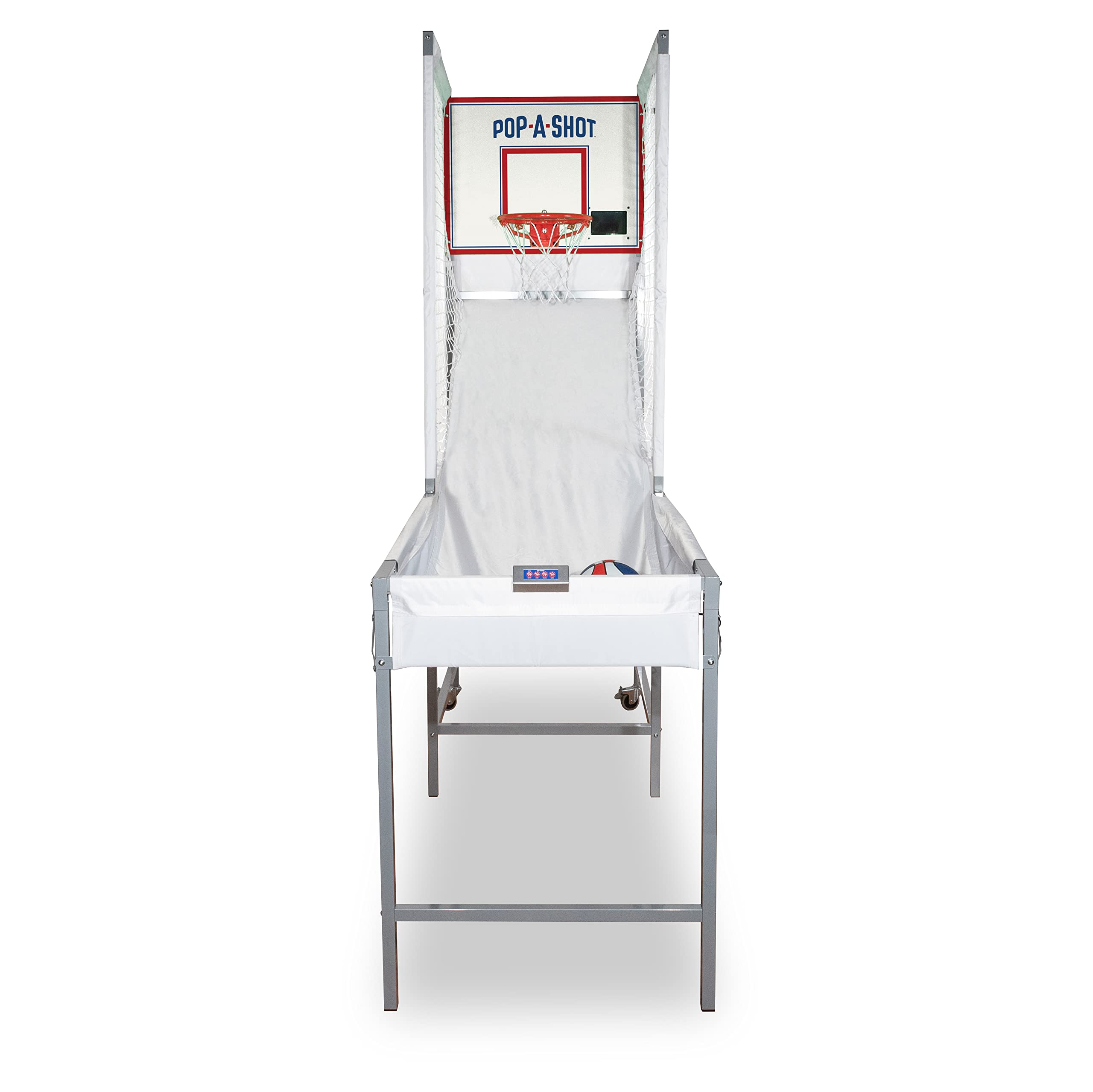Pop-A-Shot Pro Single Shot - Commercial Grade Home Arcade Basketball Game with Infrared Sensor Scoring | 6 Game Modes & 4 Balls Included | Foldable for Easy Storage | Perfect for Family Game Nights, Kids Parties & Indoor Sports Training