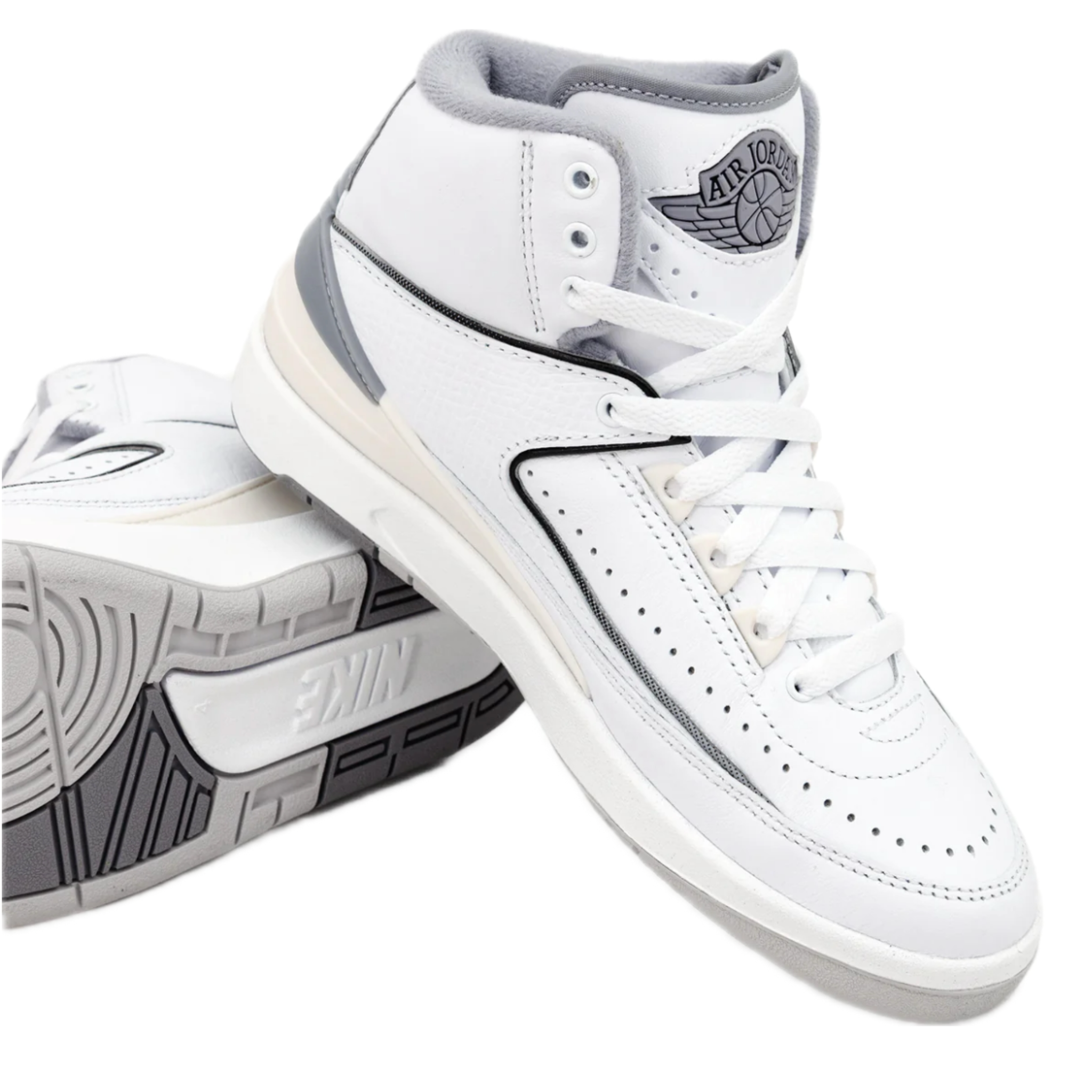 Air Jordan 2 Retro GS Basketball Shoes - Cement Grey/White/Sail Black | Kids' Sneakers for Basketball, Streetwear & Casual Wear