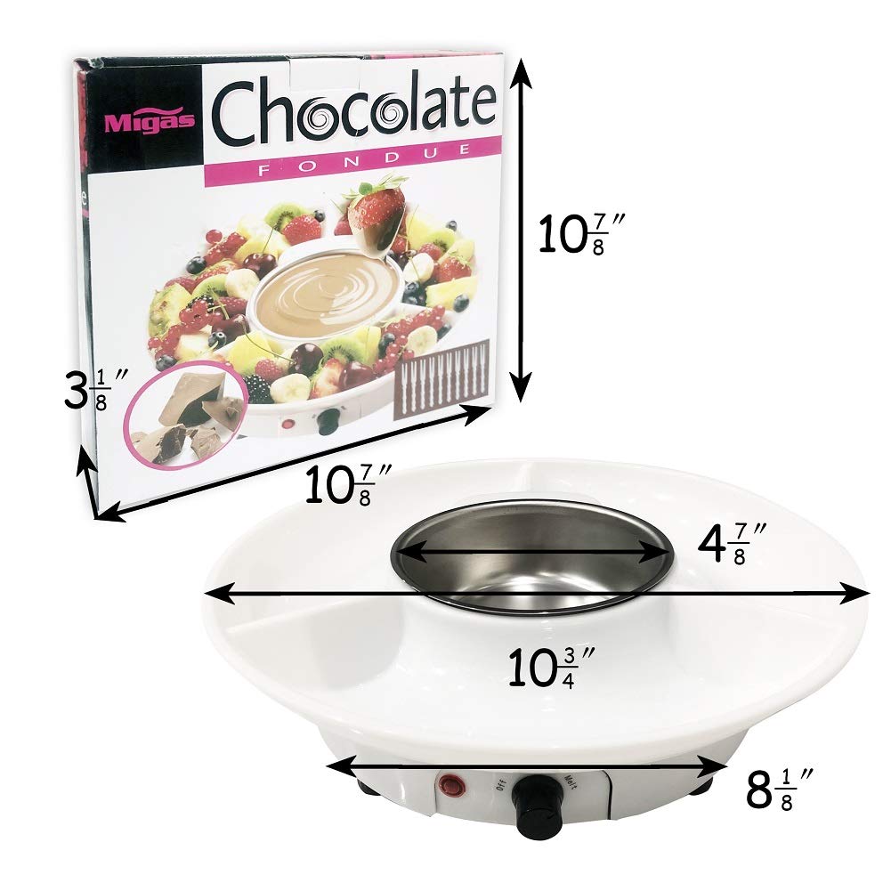 Premium 110V Electric Chocolate Fondue Maker Set with 4 Stainless Steel Forks & Serving Tray - Fast Melting for Parties, Valentine's Day & Family Dessert Nights