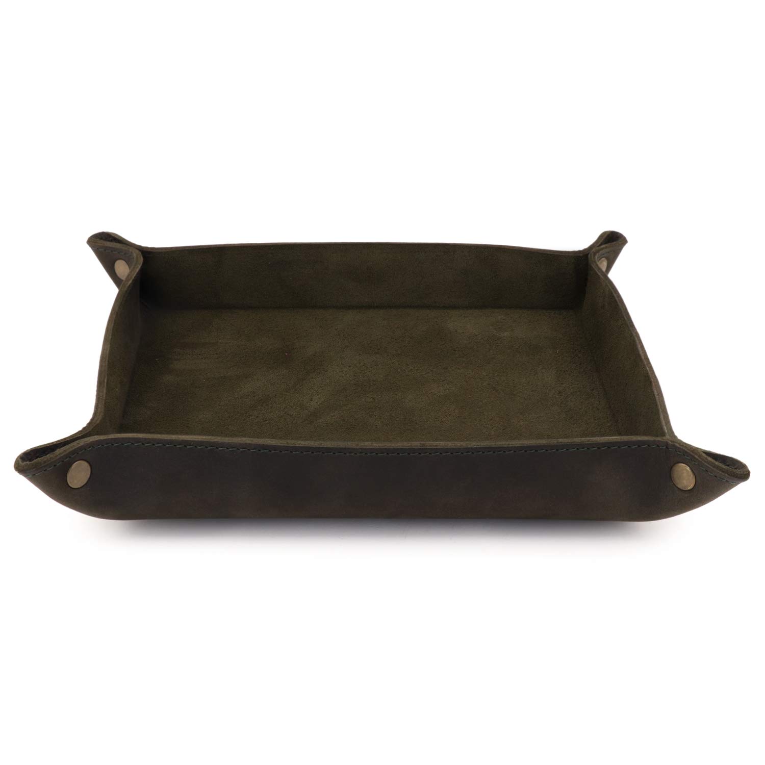 Genuine Leather Desk Organizer Tray - Waterproof Lightweight Storage Box for Wallets, Watches, Keys, Coins & Phones | Office & Home Desk Accessory for Organization & Decluttering