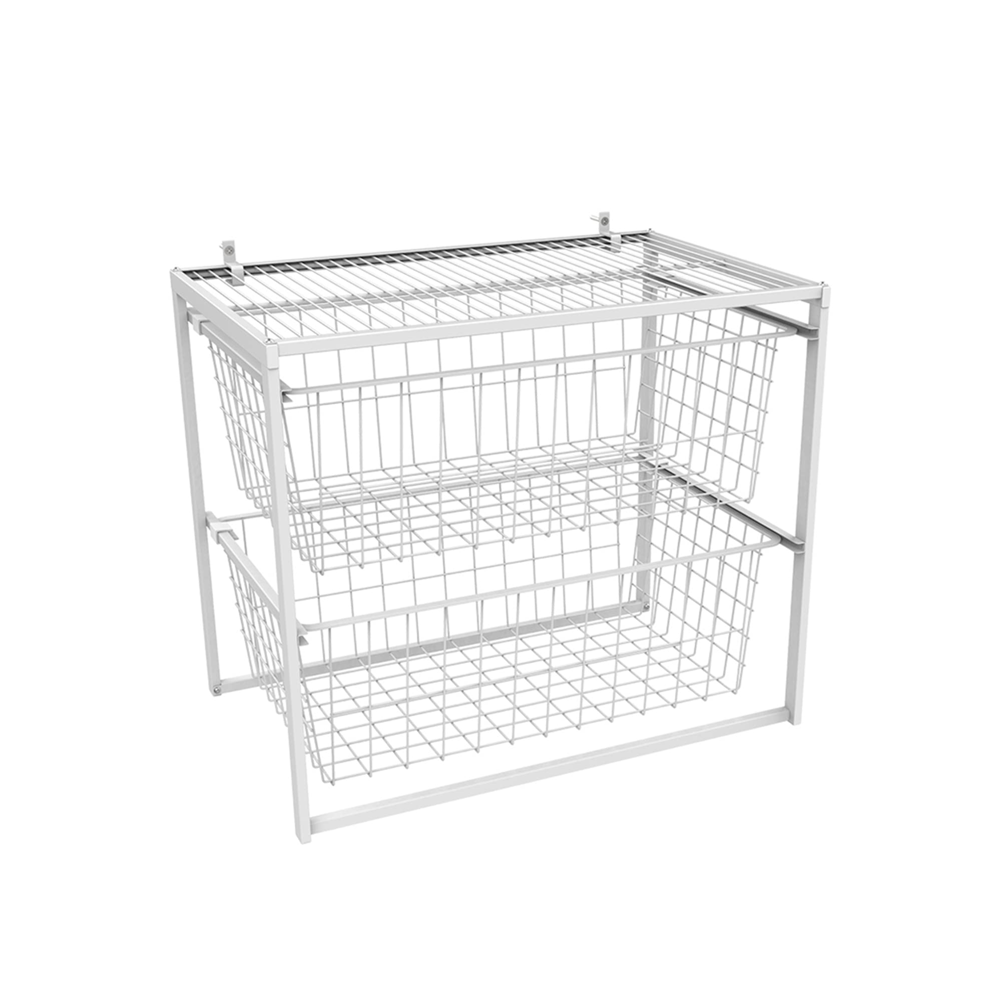 ClosetMaid 2-Drawer Wire Basket Organizer with Shelf - Sturdy Steel Storage for Pantry, Closet, Clothes & Linens - Easy Assembly White - Perfect for Bedroom, Bathroom & Kitchen Organization