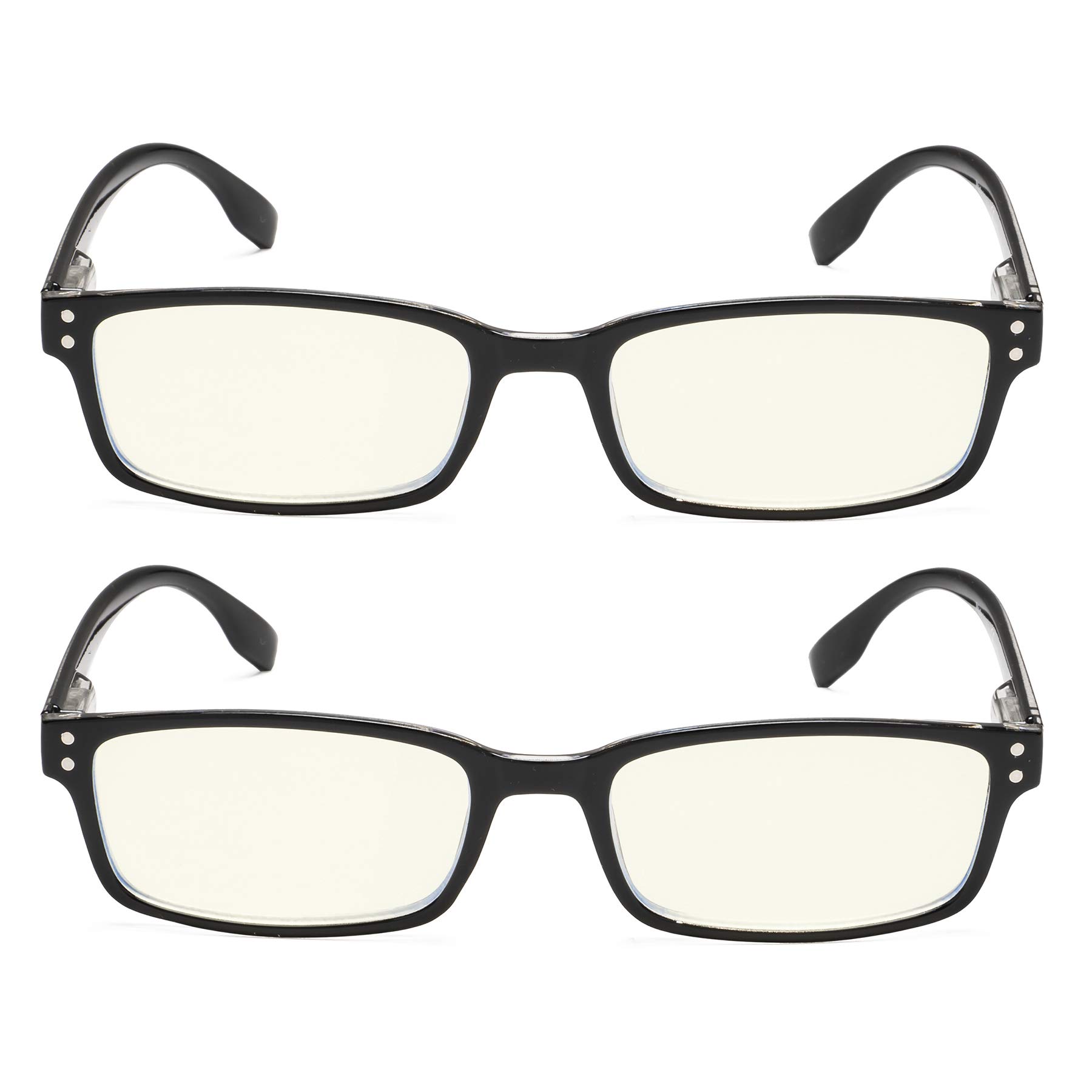 Blue Light Blocking Computer Glasses for Men & Women - 2 Pack Anti Eyestrain Reading Glasses for Office Work, Gaming & Screen Use