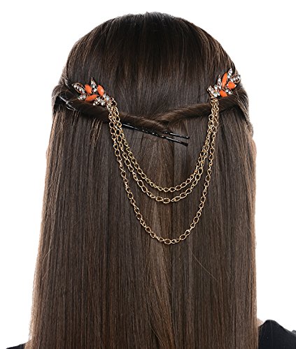 Shining Diva Golden Metal Hair Comb Clip for Women - Cinderella Collection | Elegant Bridal & Prom Hair Accessories for Weddings, Parties & Special Occasions
