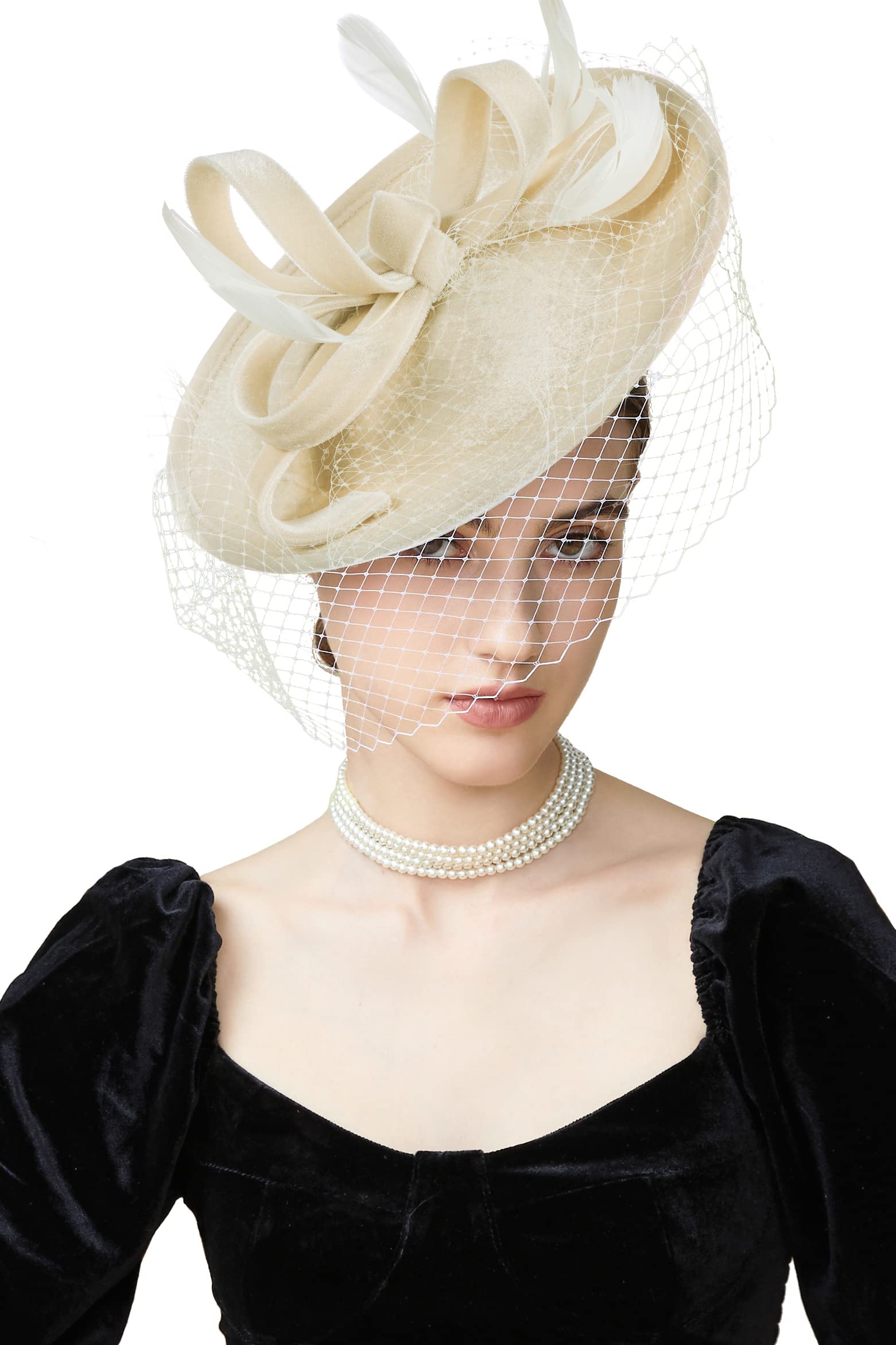 Elegant BABEYOND Tea Party Fascinator Hat - Kentucky Derby Cocktail Pillbox Headband for Women | Perfect for Weddings, Garden Parties & Horse Races